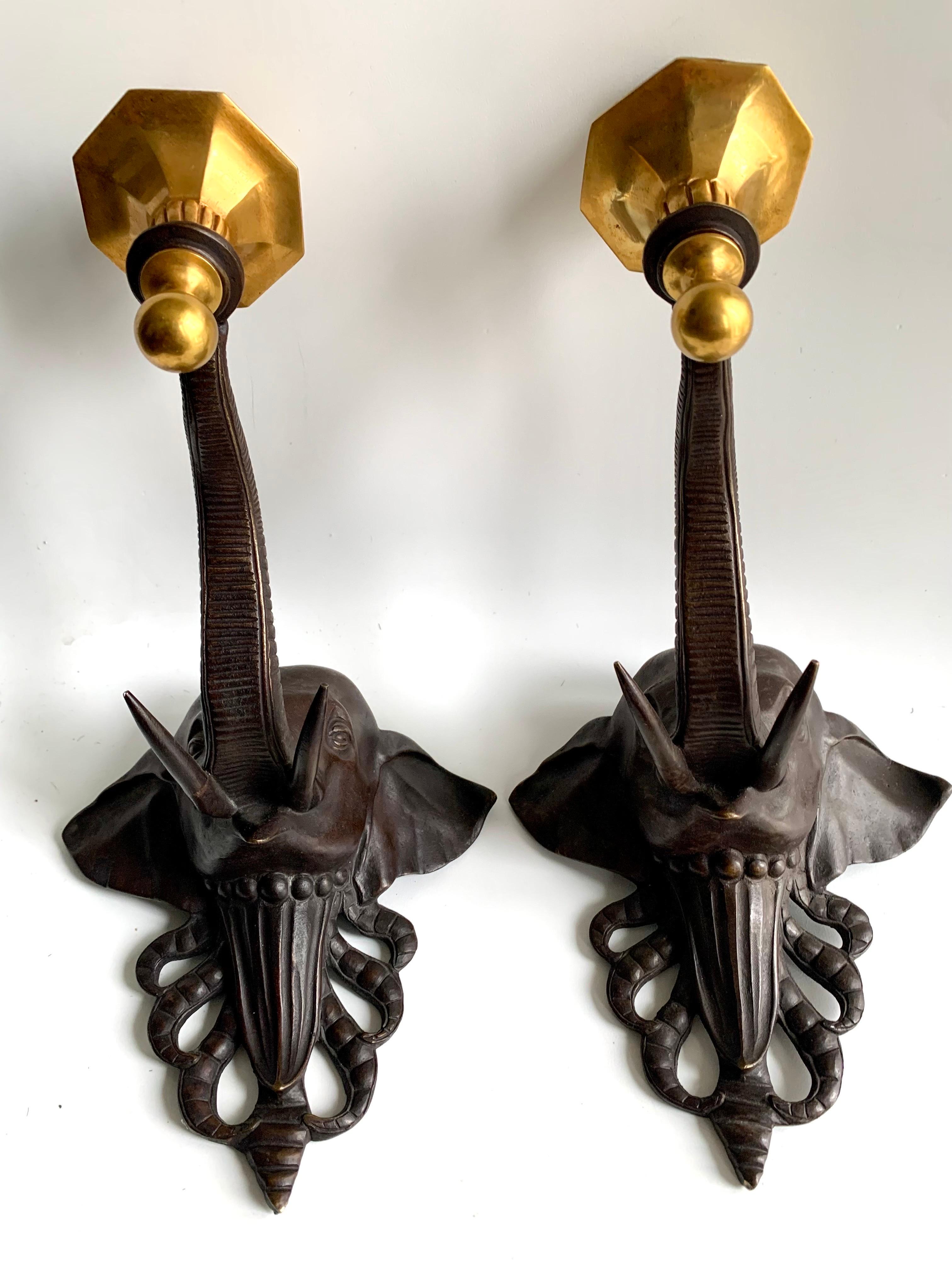 Pair 20th Century Regency Style  Bronze and Ormolu  Candle Holder Sconces For Sale 1