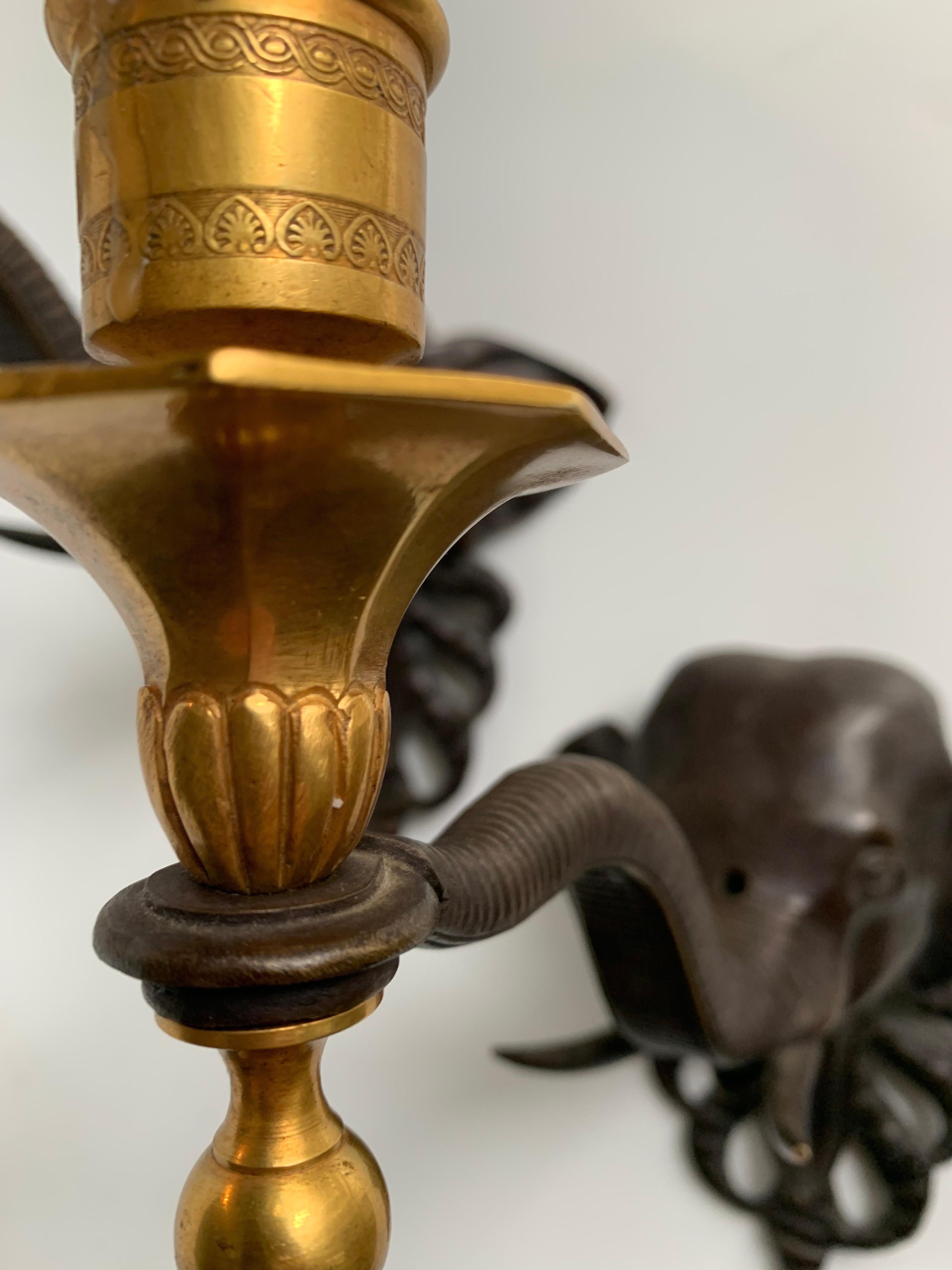 Pair 20th Century Regency Style  Bronze and Ormolu  Candle Holder Sconces For Sale 4