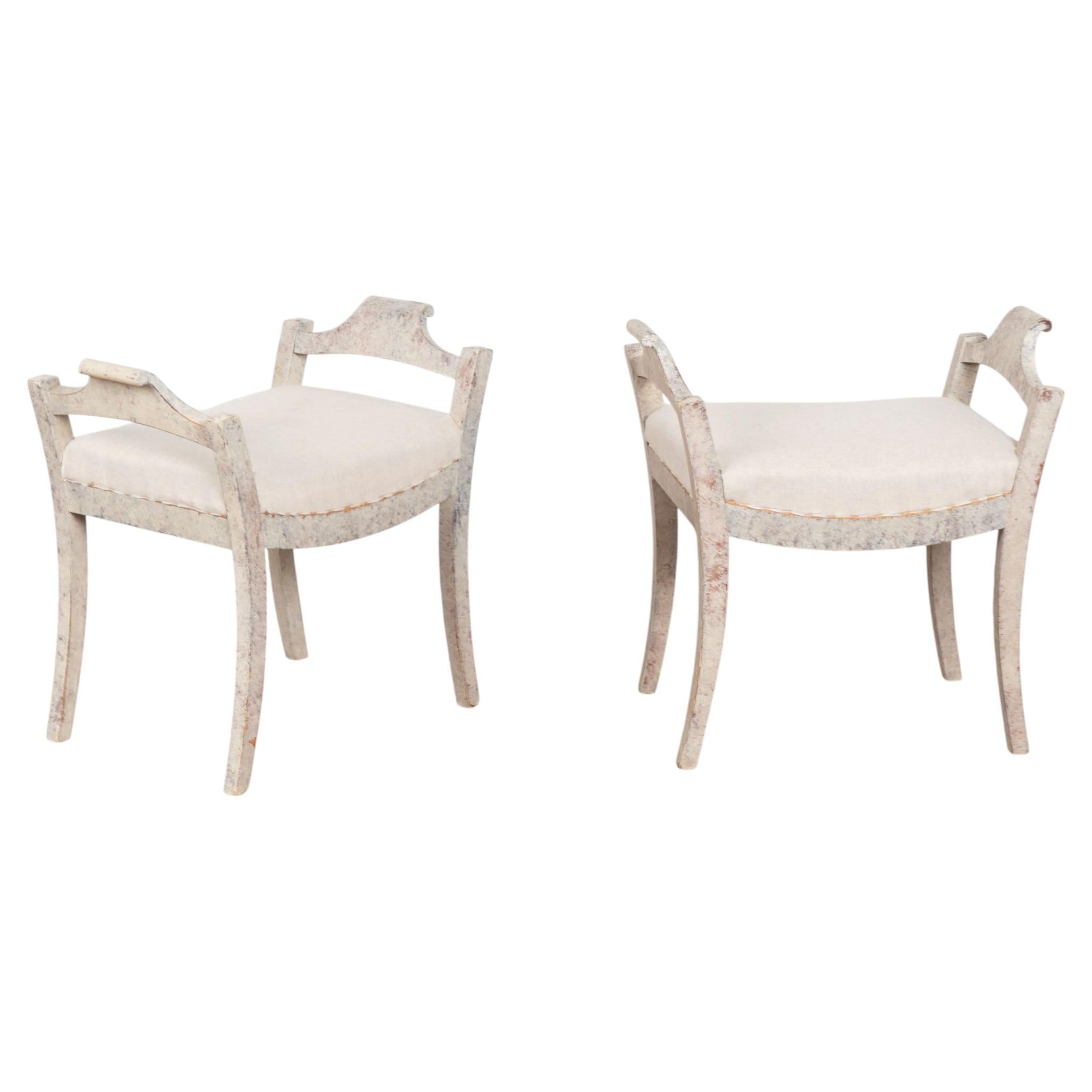 Pair, 20th Century Swedish Gustavian Style Tabouret Stools