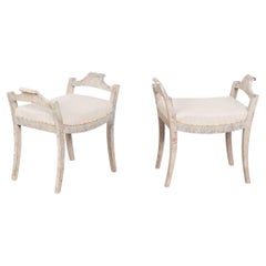Pair, 20th Century Swedish Gustavian Style Tabouret Stools