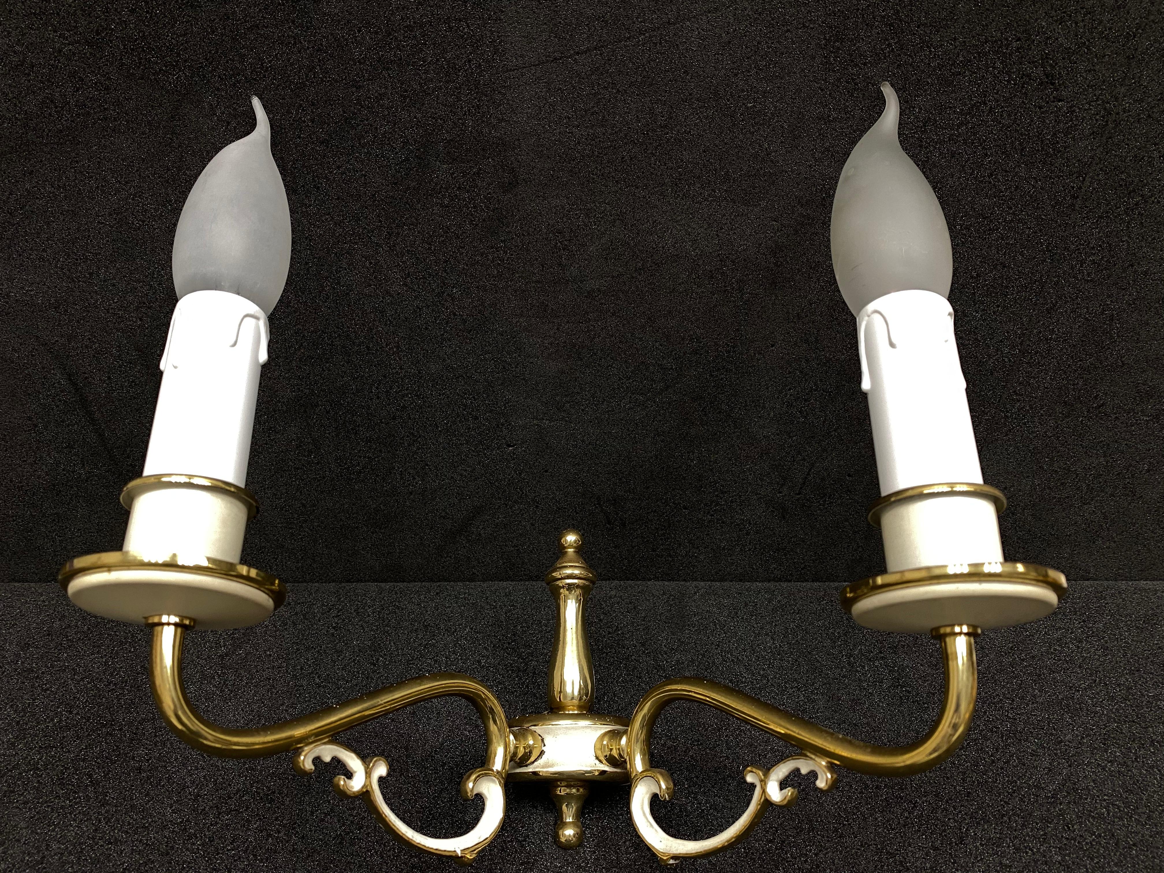 Pair of 20th Century Tole Style Two-Light Sconces, German, 1960s For Sale 2