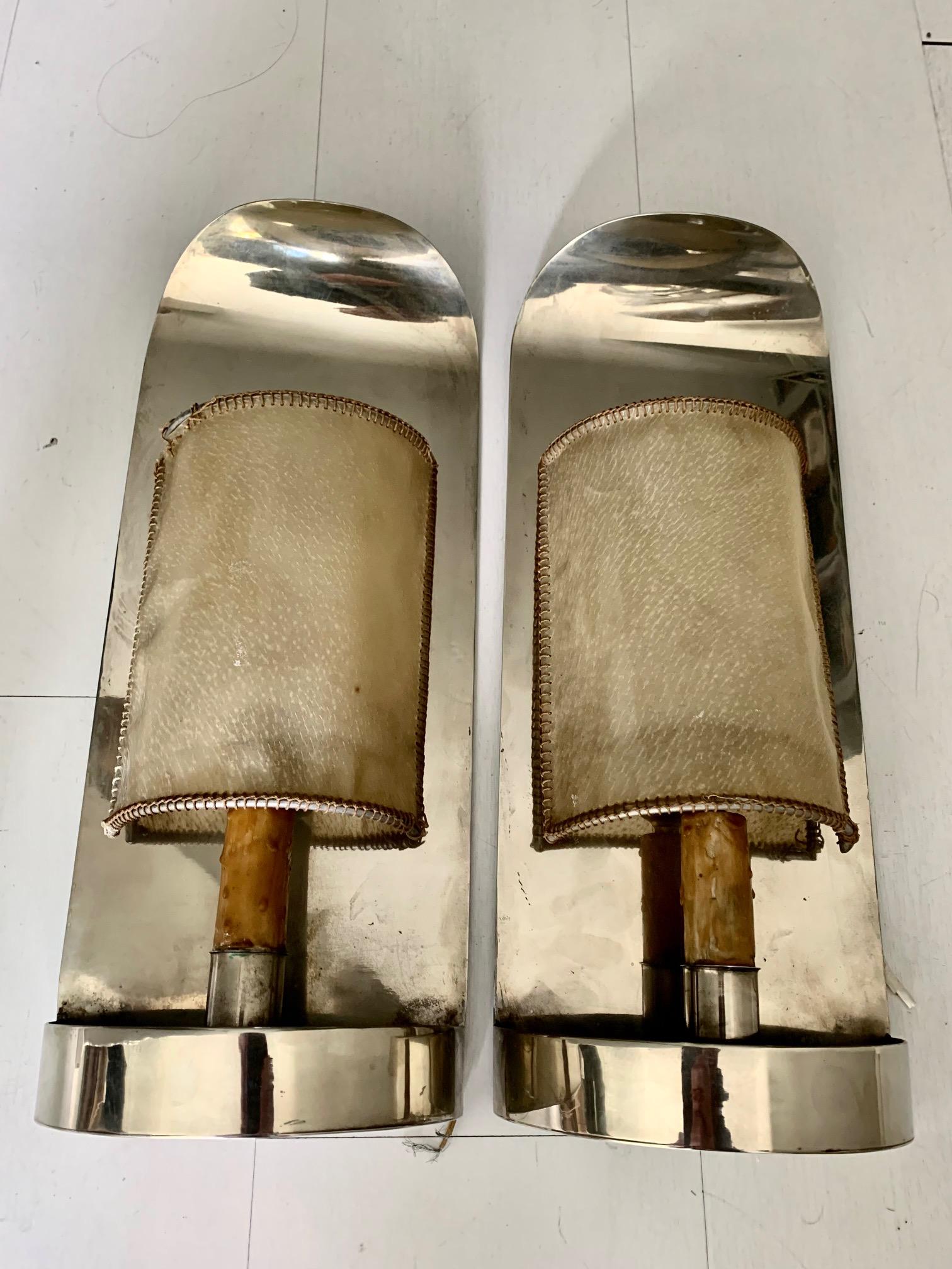 Pair 20th Century Vintage Chrome Metal Wall Sconces by Valenti For Sale 12
