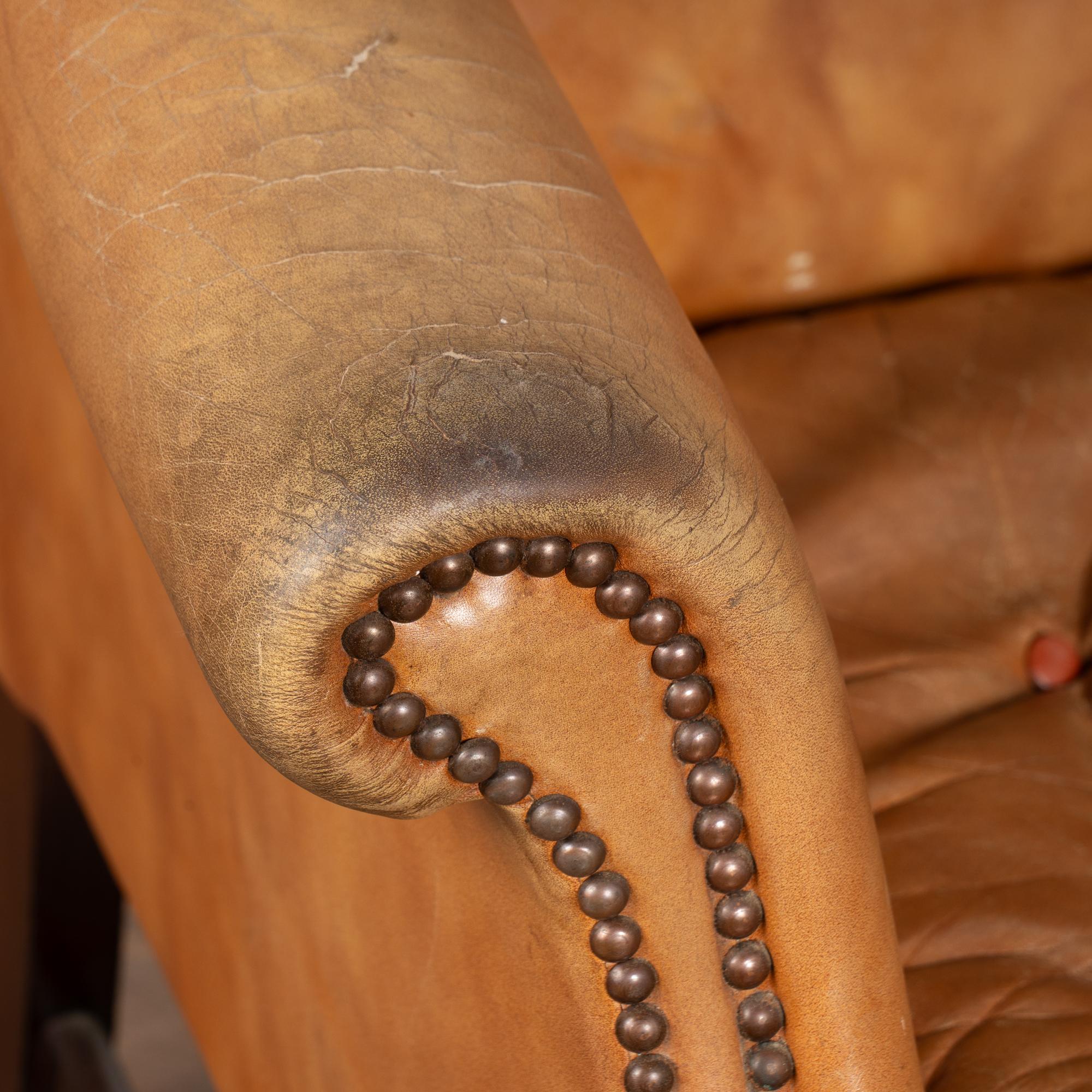 Pair, 20th Century Vintage Leather Wingback Armchairs, Denmark For Sale 2