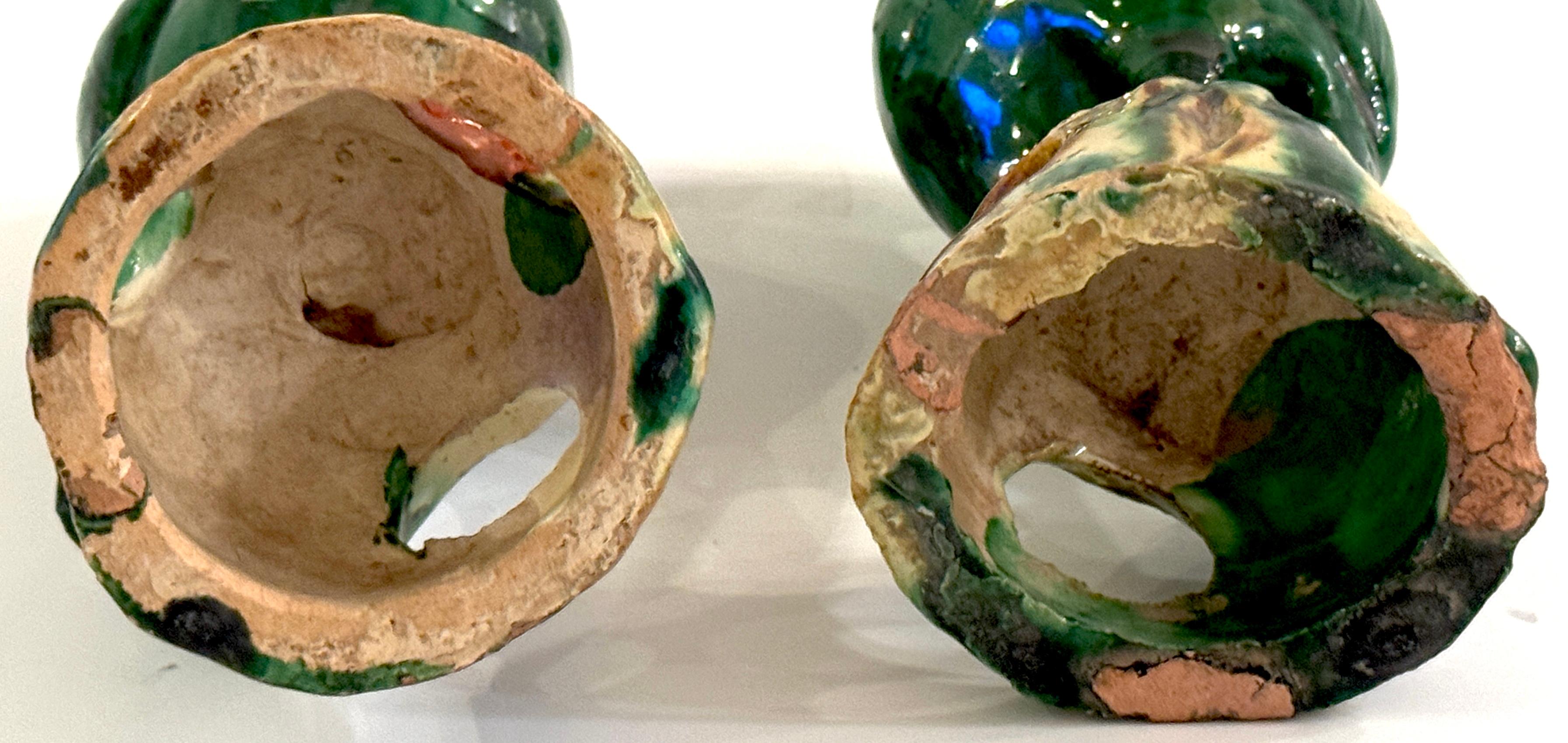 Pair #3 Chinese Export Porcelain Green Sancai Glazed Parrots For Sale 1