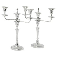 Vintage Pair 3-light George III style silver candelabra