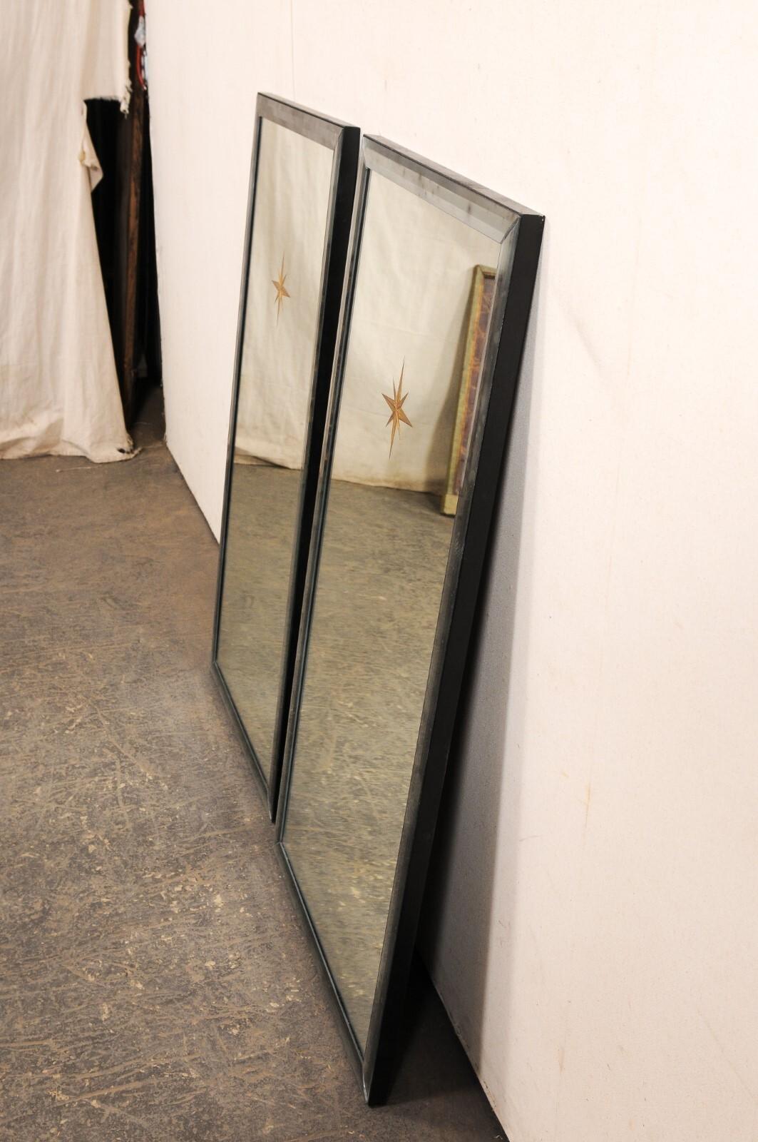 Pair 4' Tall Artisan Mirrors w/Gold Starburst Accents & Antiqued Glass Surrounds 5