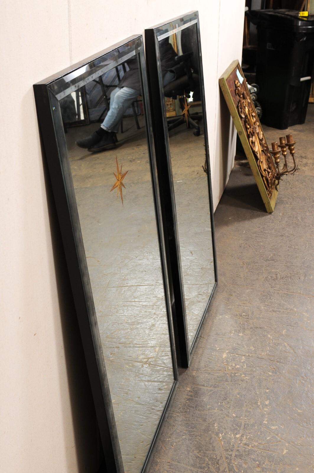 Pair 4' Tall Artisan Mirrors w/Gold Starburst Accents & Antiqued Glass Surrounds 6