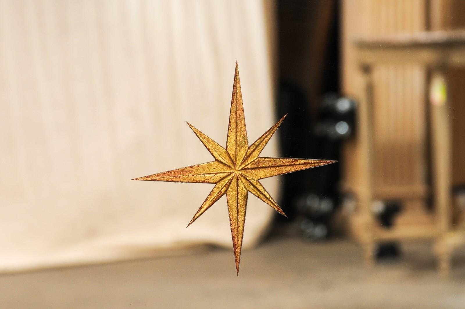 Pair 4' Tall Artisan Mirrors w/Gold Starburst Accents & Antiqued Glass Surrounds 7