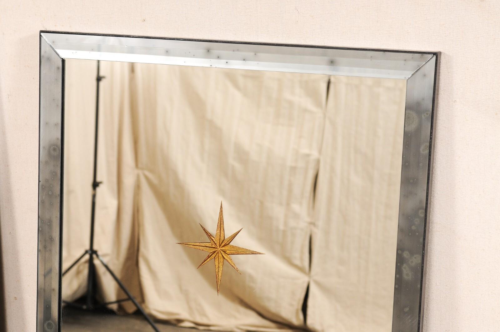 Pair 4' Tall Artisan Mirrors w/Gold Starburst Accents & Antiqued Glass Surrounds 3