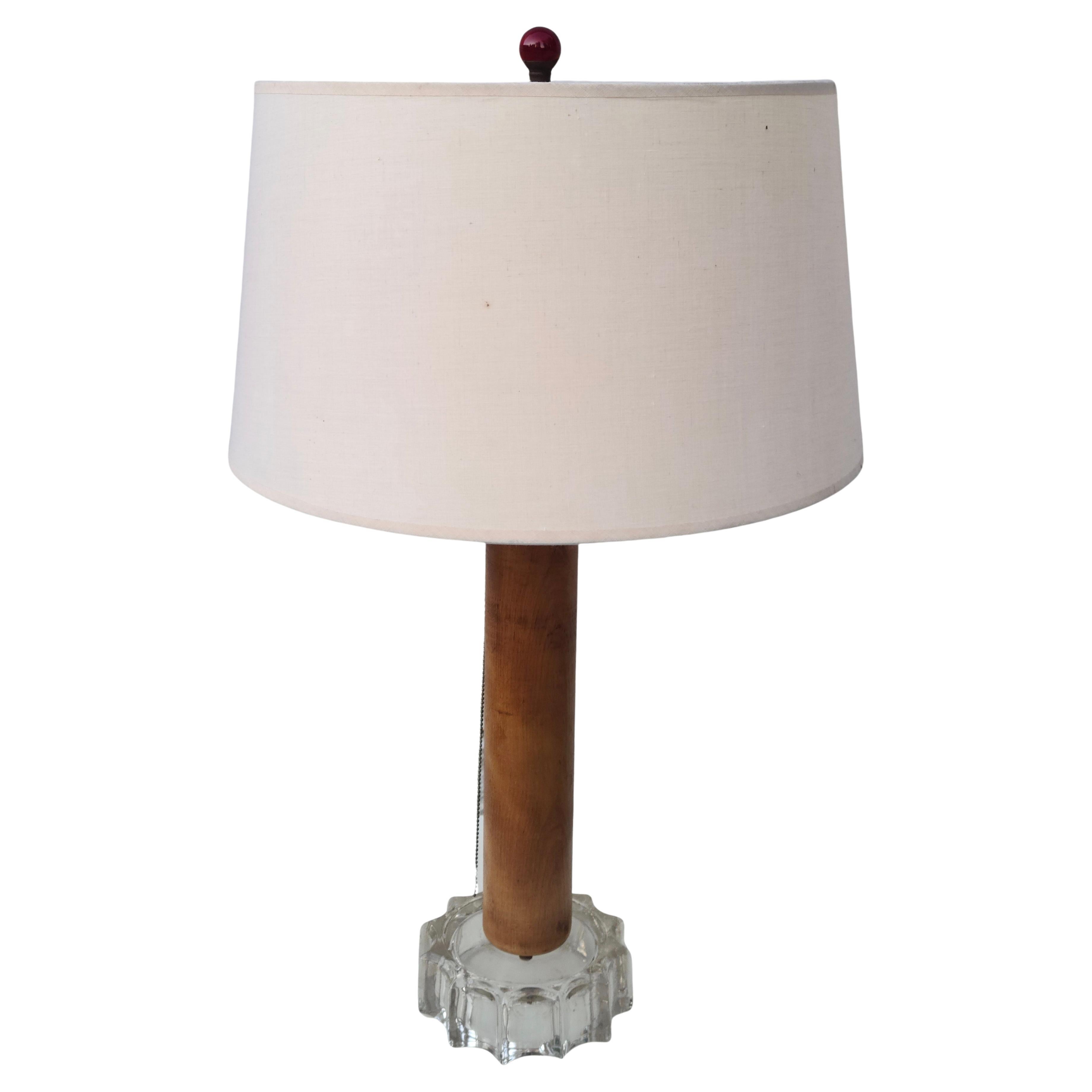 Glass Pair 40's Modern Table Lamps by Otto Guggenheim For Sale