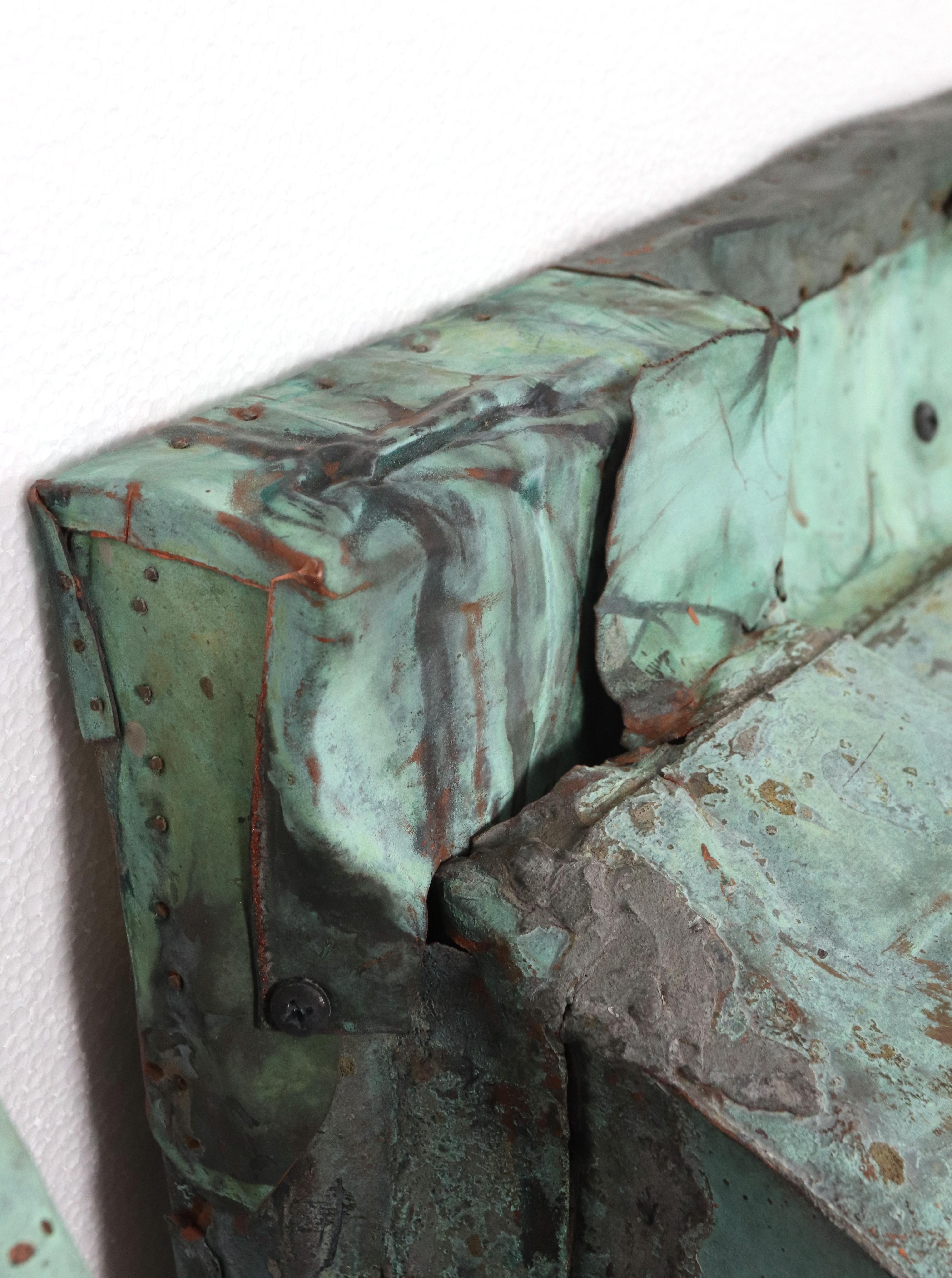 Pair 41.5 in. Reclaimed Antique Verdigris Copper Corbels For Sale 9