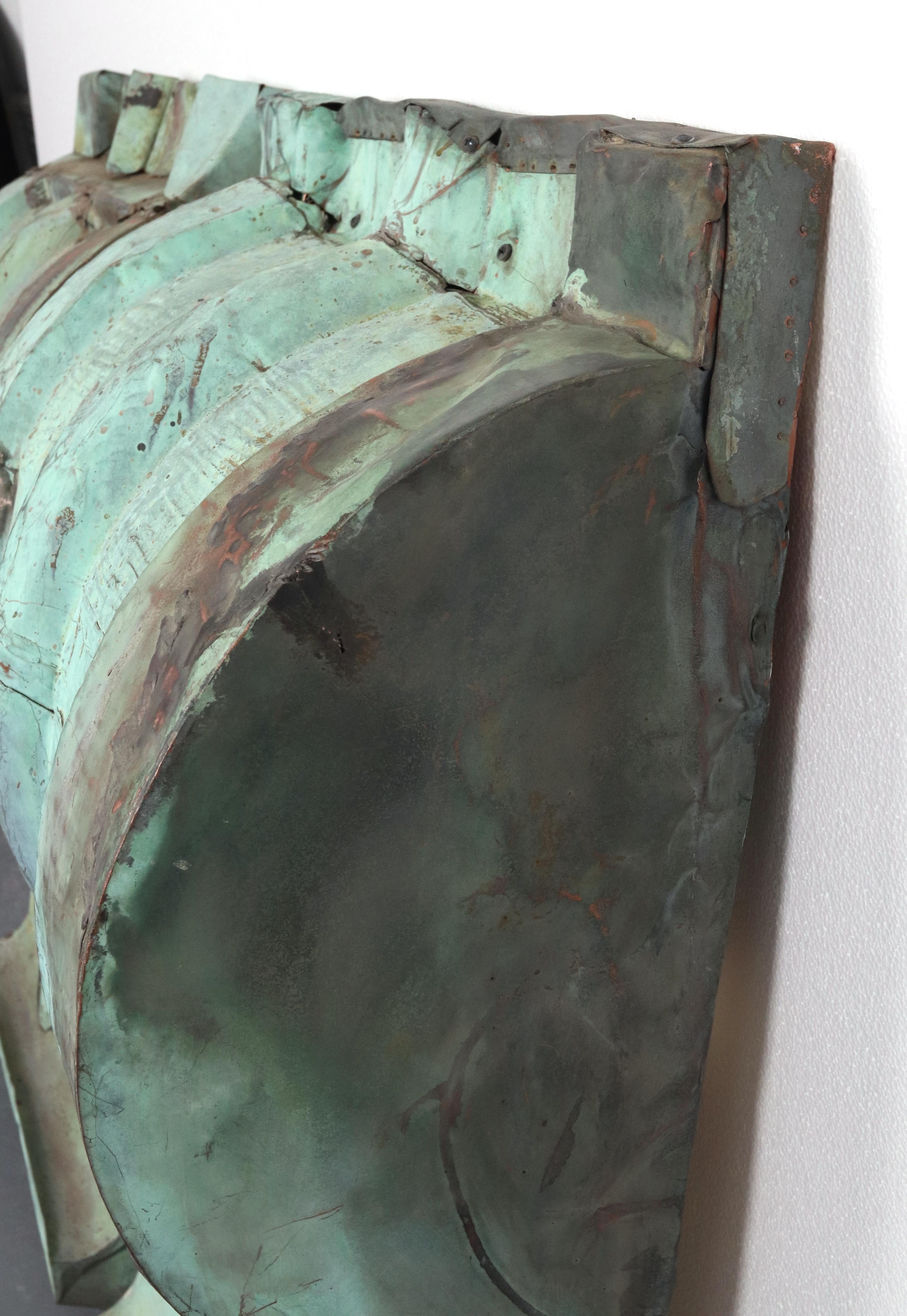 Contemporary Pair 41.5 in. Reclaimed Antique Verdigris Copper Corbels For Sale