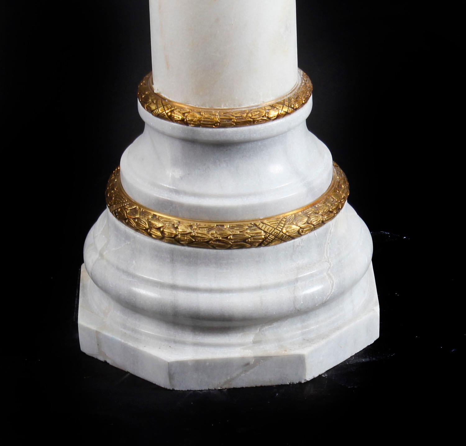 Pair of White Marble and Ormolu Mounted Pedestals, 20th Century 4