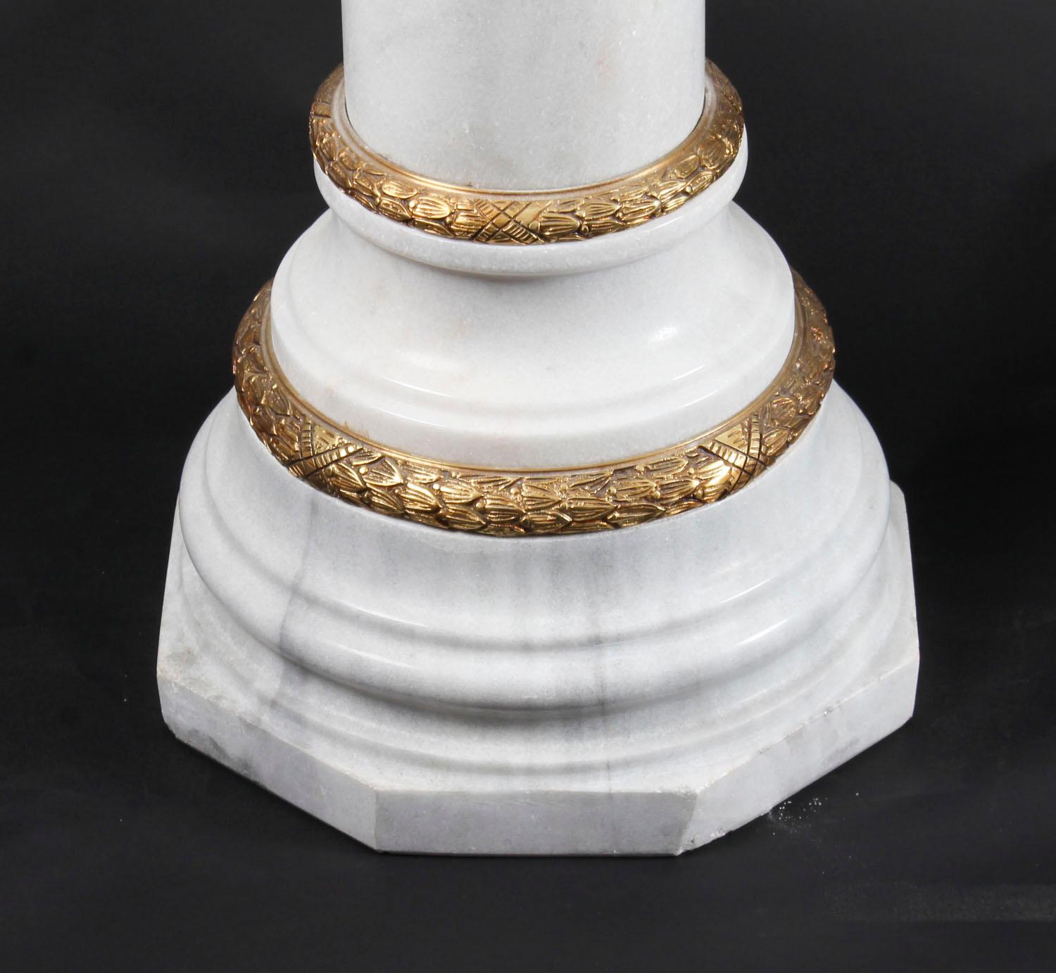 Pair of White Marble and Ormolu Mounted Pedestals, 20th Century 5