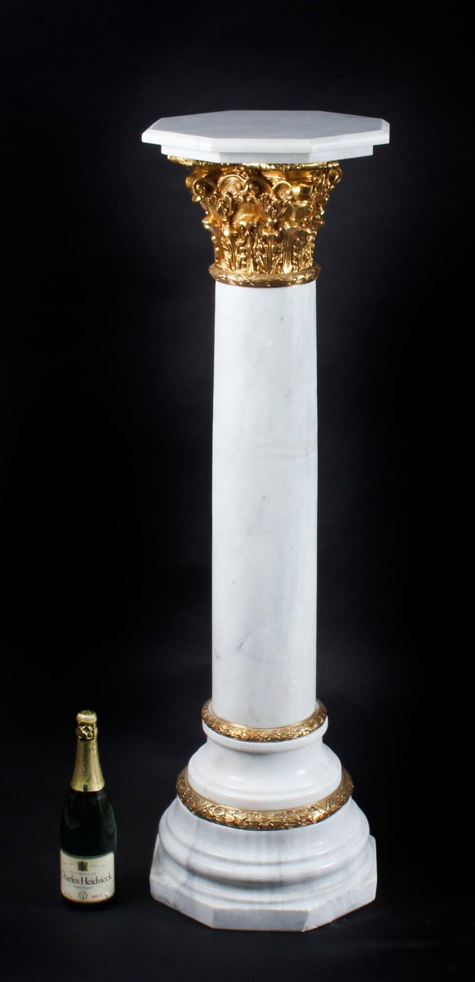 Pair of White Marble and Ormolu Mounted Pedestals, 20th Century 6