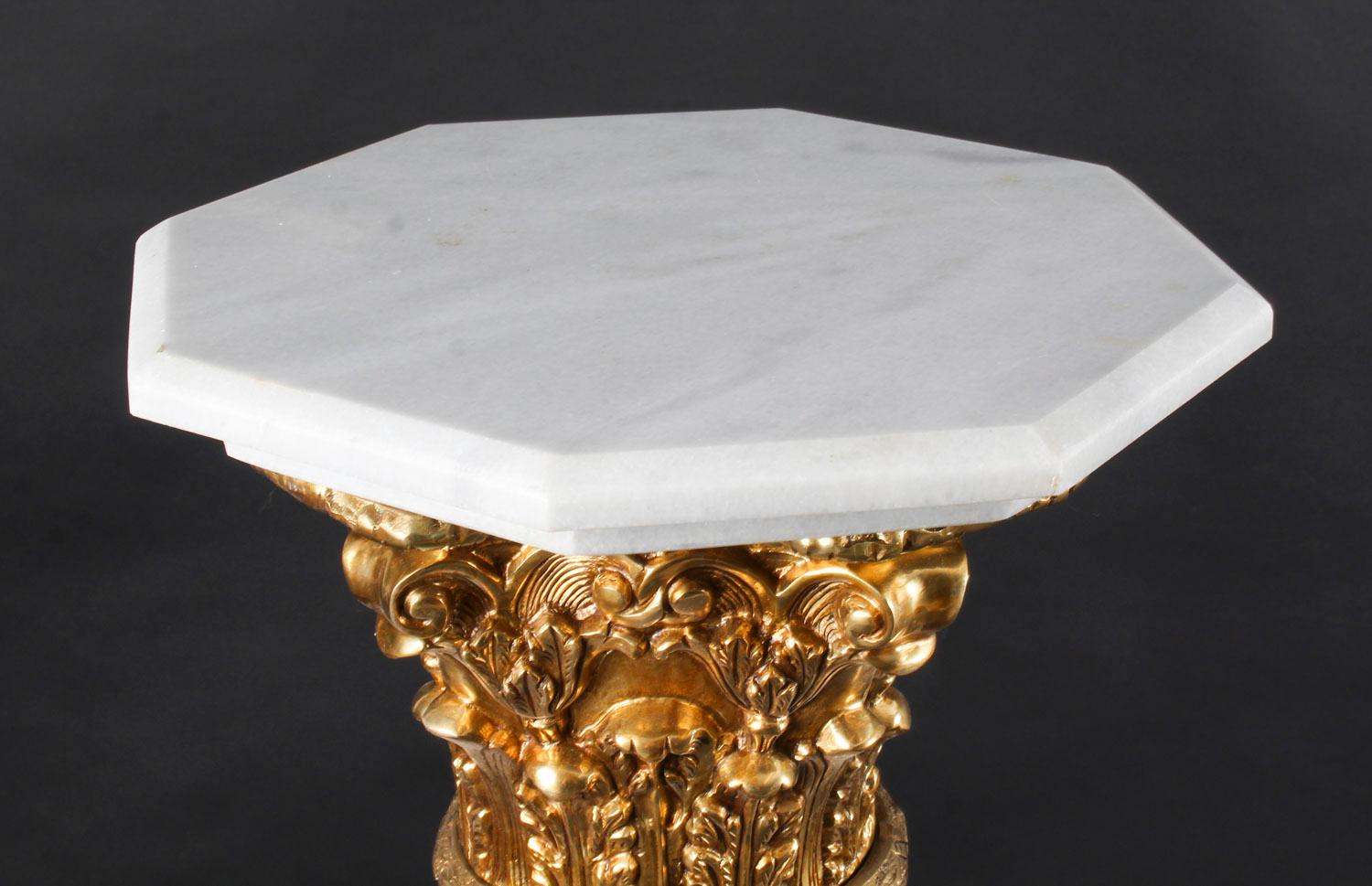 Pair of White Marble and Ormolu Mounted Pedestals, 20th Century In Good Condition In London, GB