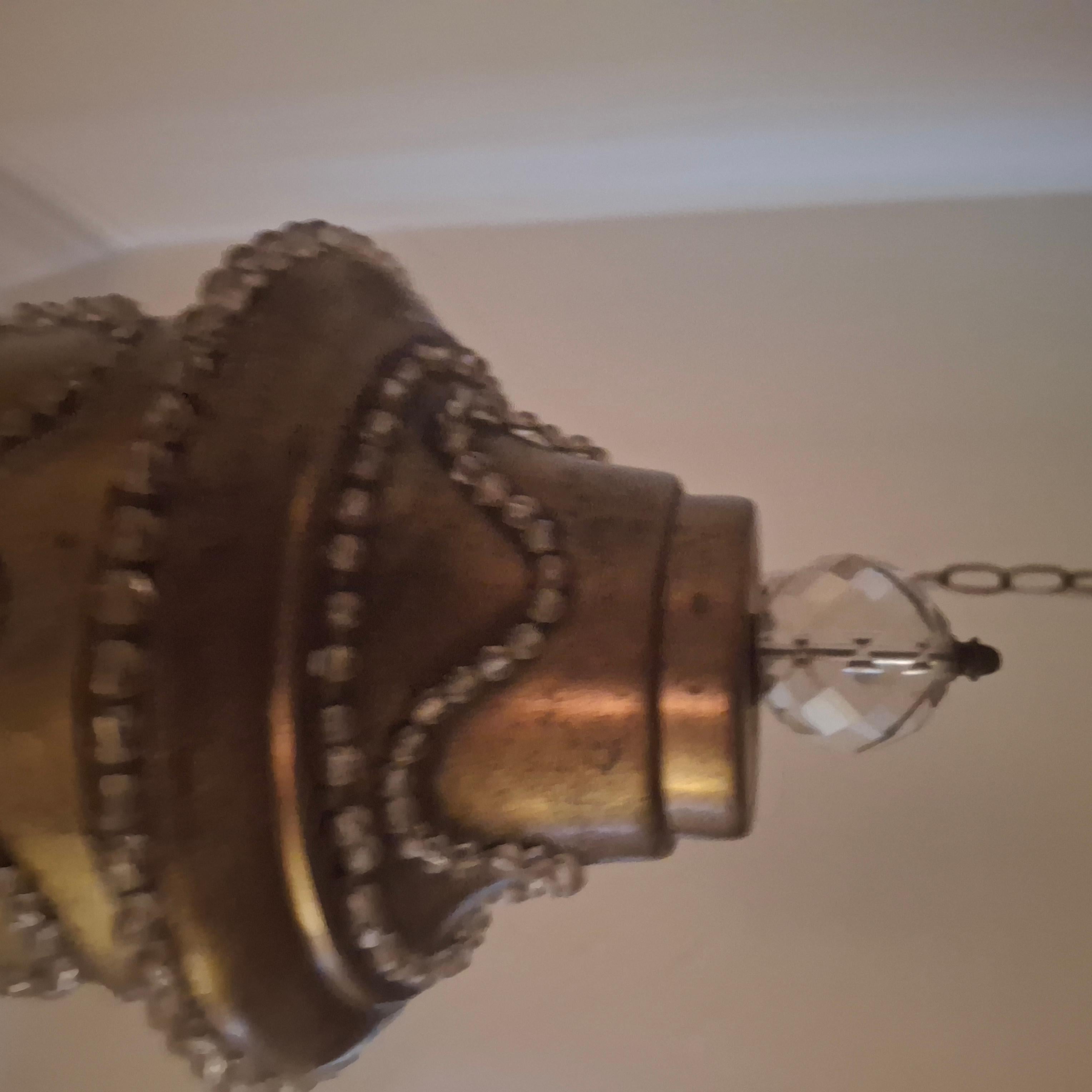 Paire de lanternes suspendues de style marocain/moderne des années 60 en laiton et cristal perlé en vente 6