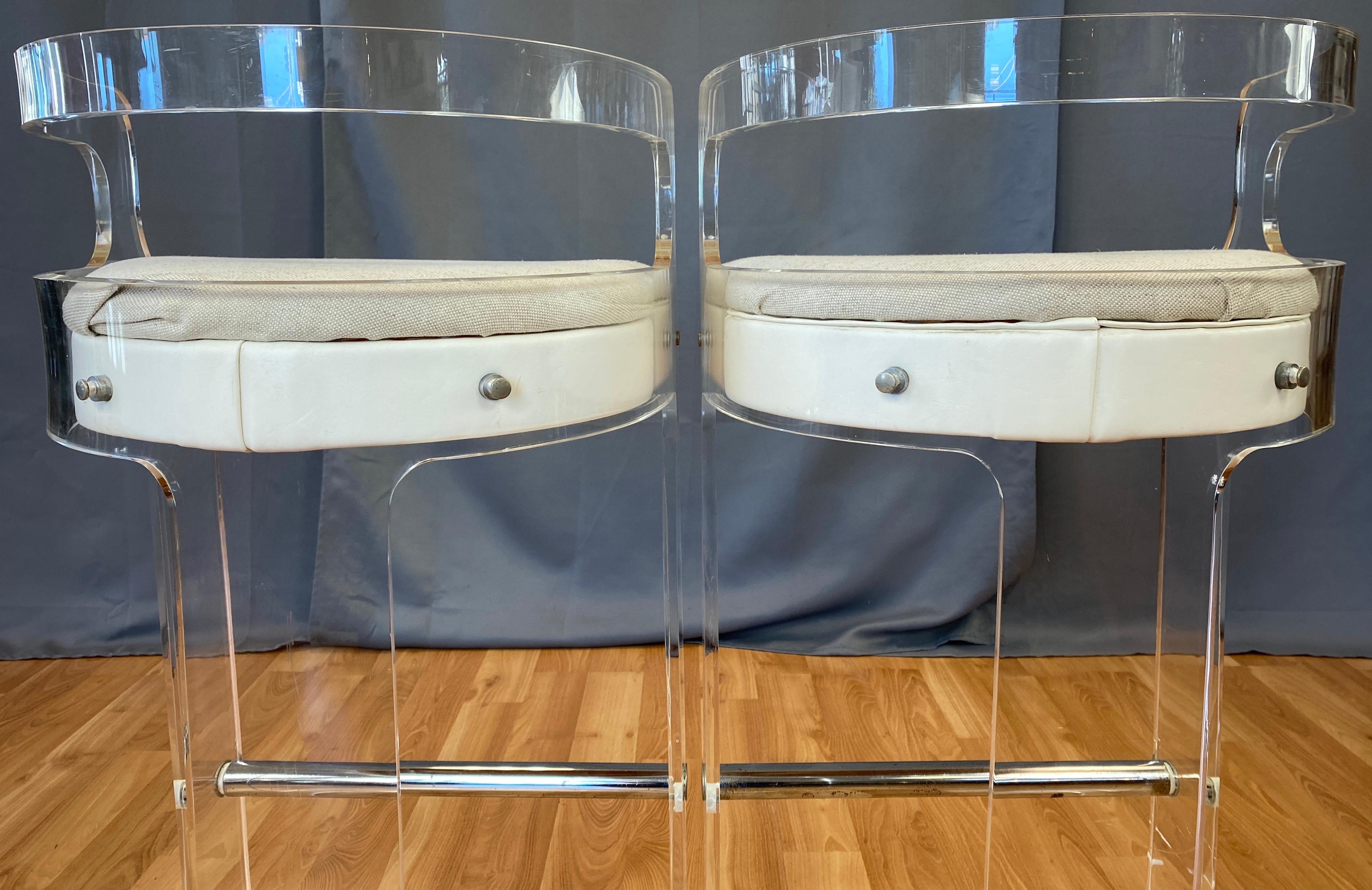 Pair of 1970s Modern Lucite Bar Stools by Hill Mfg 4