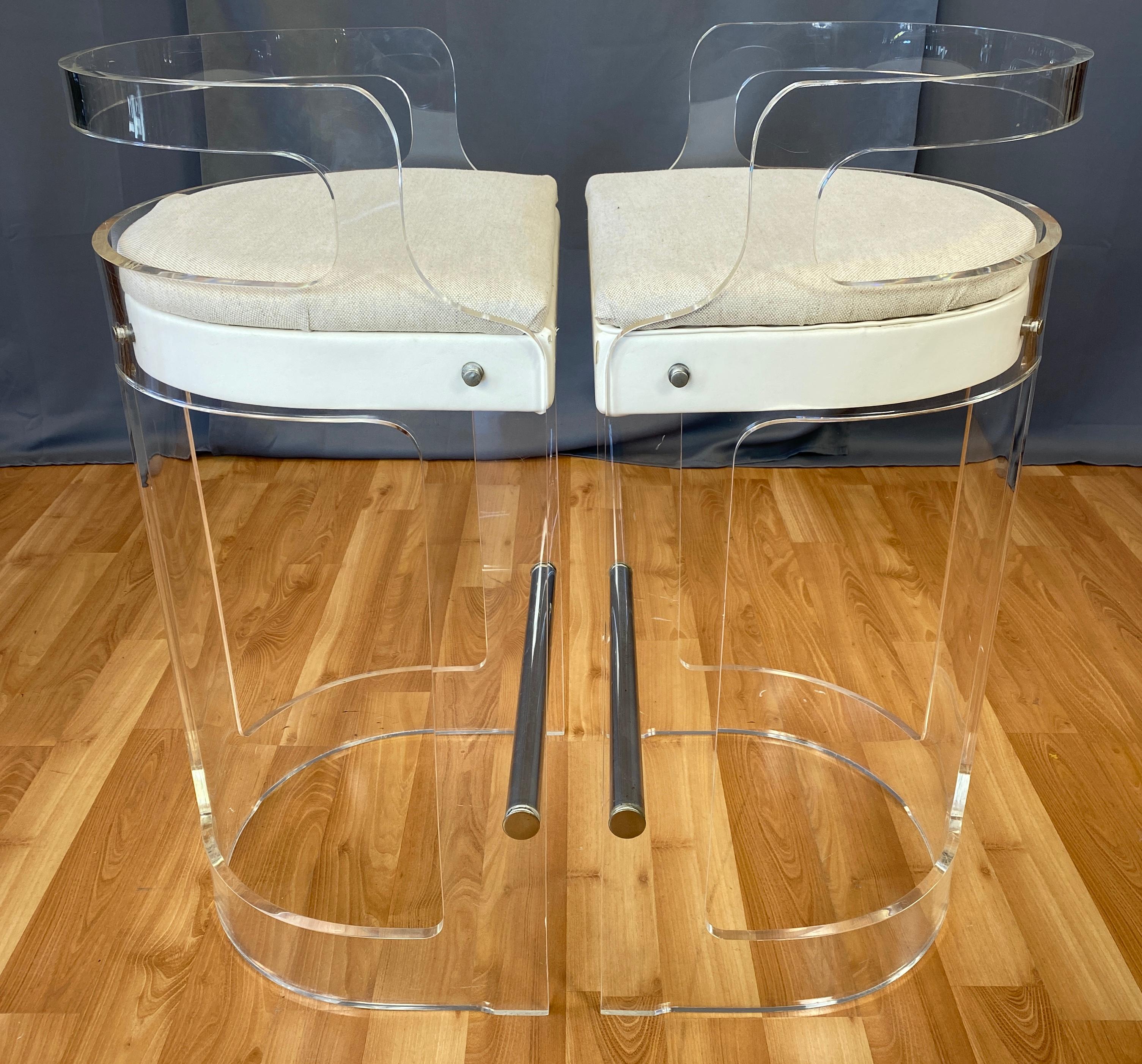 Pair of 1970s Modern Lucite Bar Stools by Hill Mfg 6