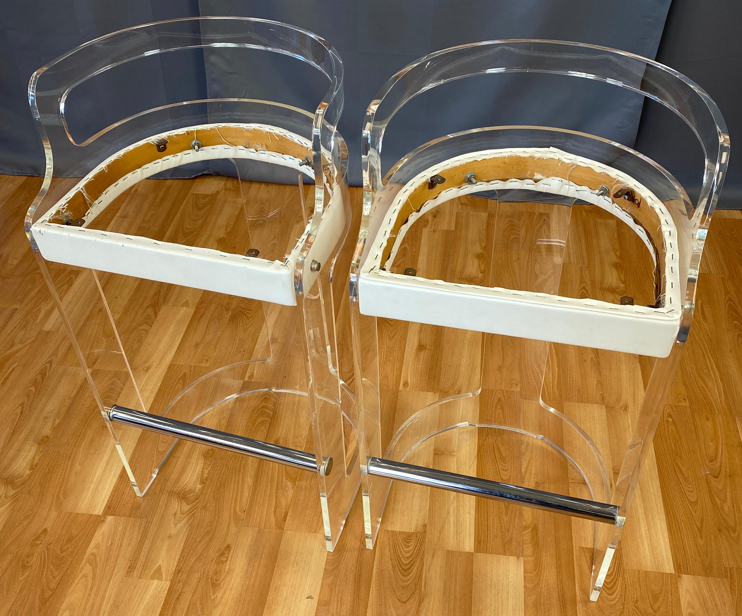 Pair of 1970s Modern Lucite Bar Stools by Hill Mfg 11