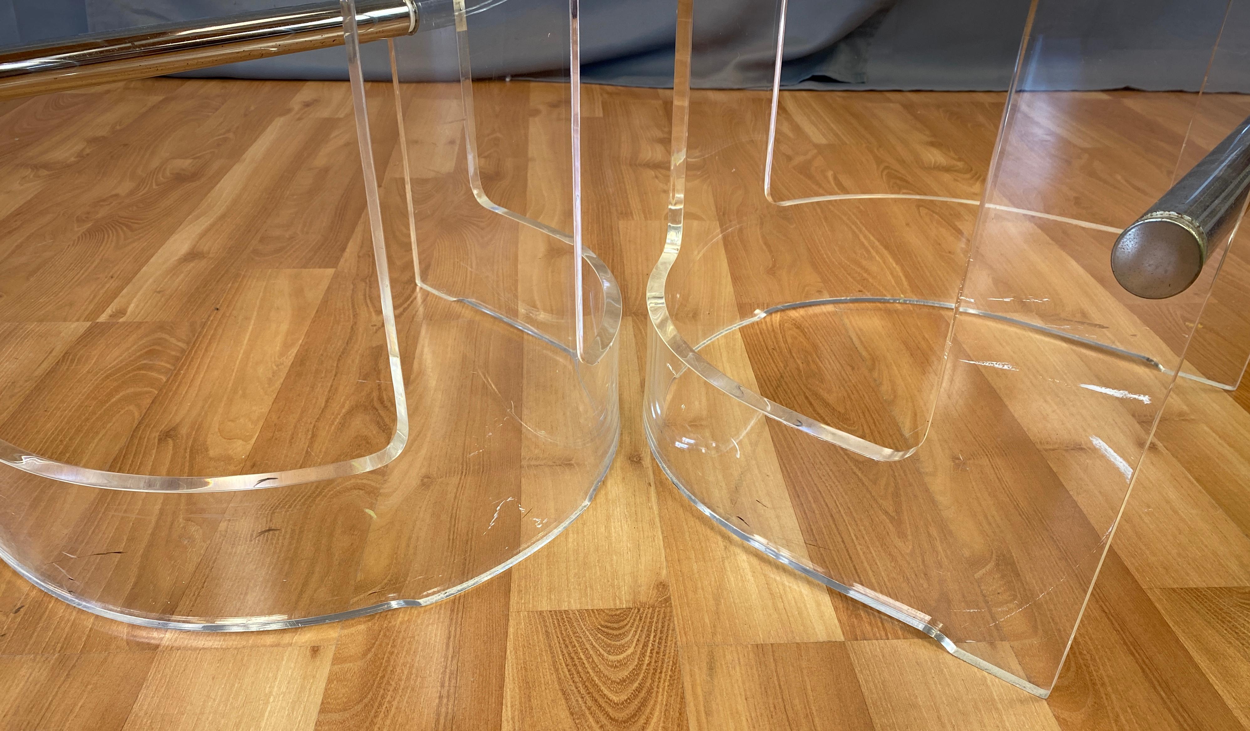 Pair of 1970s Modern Lucite Bar Stools by Hill Mfg 13