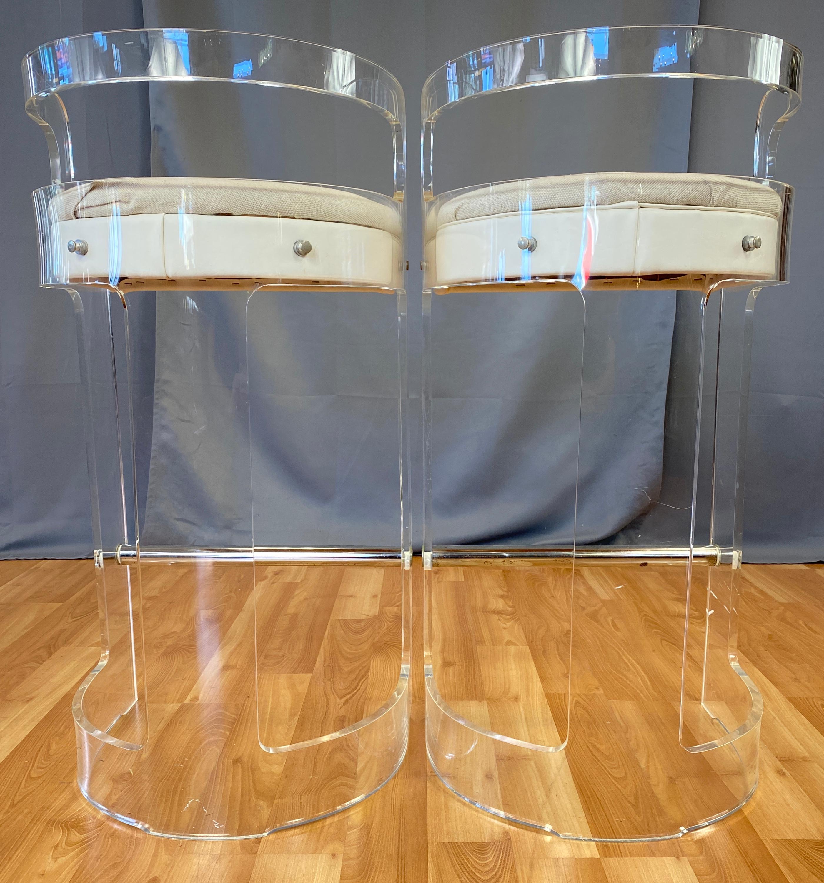 Pair of 1970s Modern Lucite Bar Stools by Hill Mfg 2