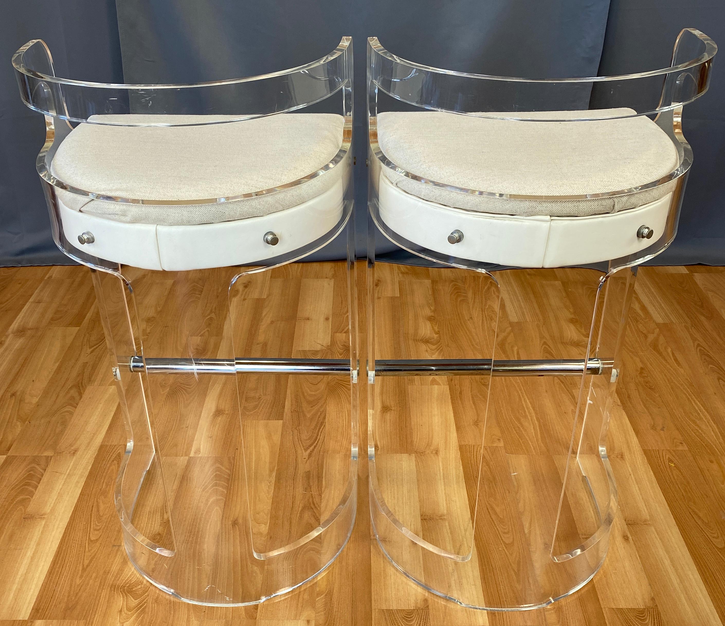 Pair of 1970s Modern Lucite Bar Stools by Hill Mfg 3