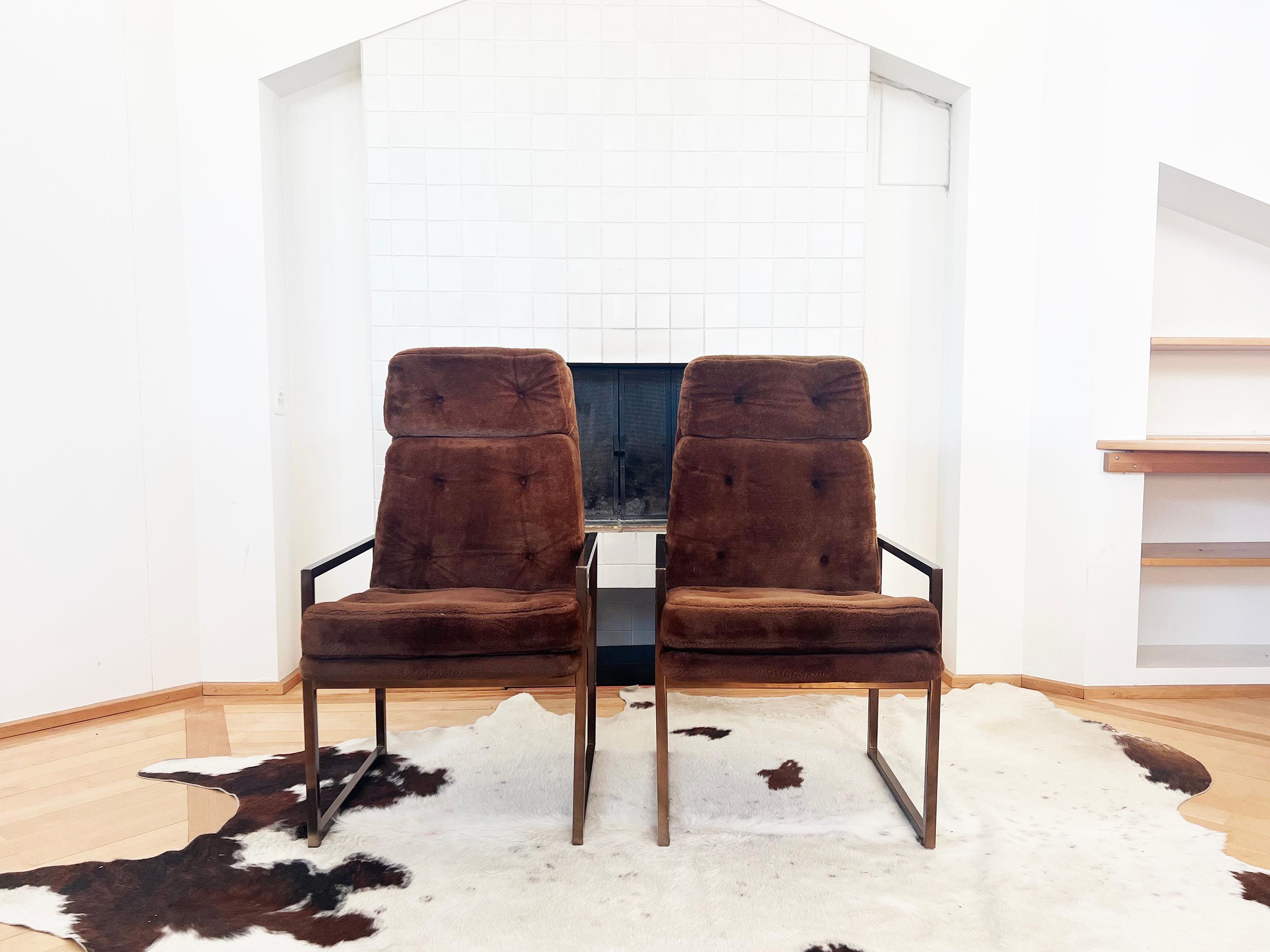 Paire de fauteuils en chrome attribués à Milo Baughman 'Thin Line' des années 70, 2 pièces Bon état - En vente à Basel, BS