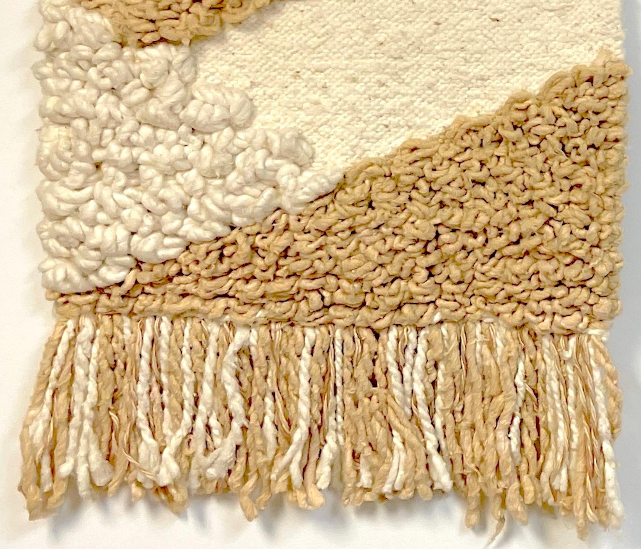 Tissé à la main Paire de tapisseries d'art abstraites en fibres tissées de l'école d'Oaxaca des années 70 en vente