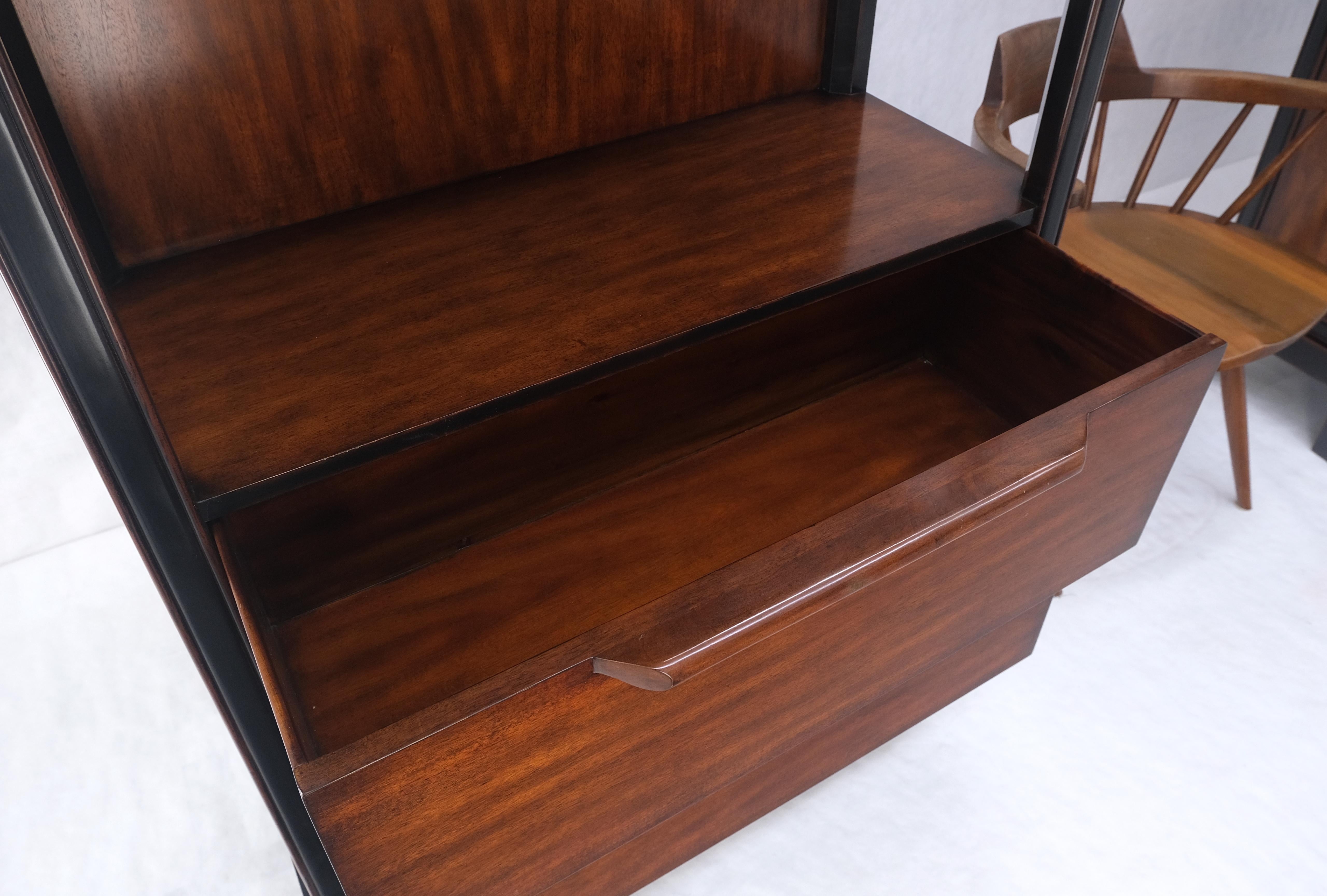 Pair 7.5' Tall Custom Mahogany Etageres Adjustable Shelves Dresser Drawers MINT! In Good Condition For Sale In Rockaway, NJ