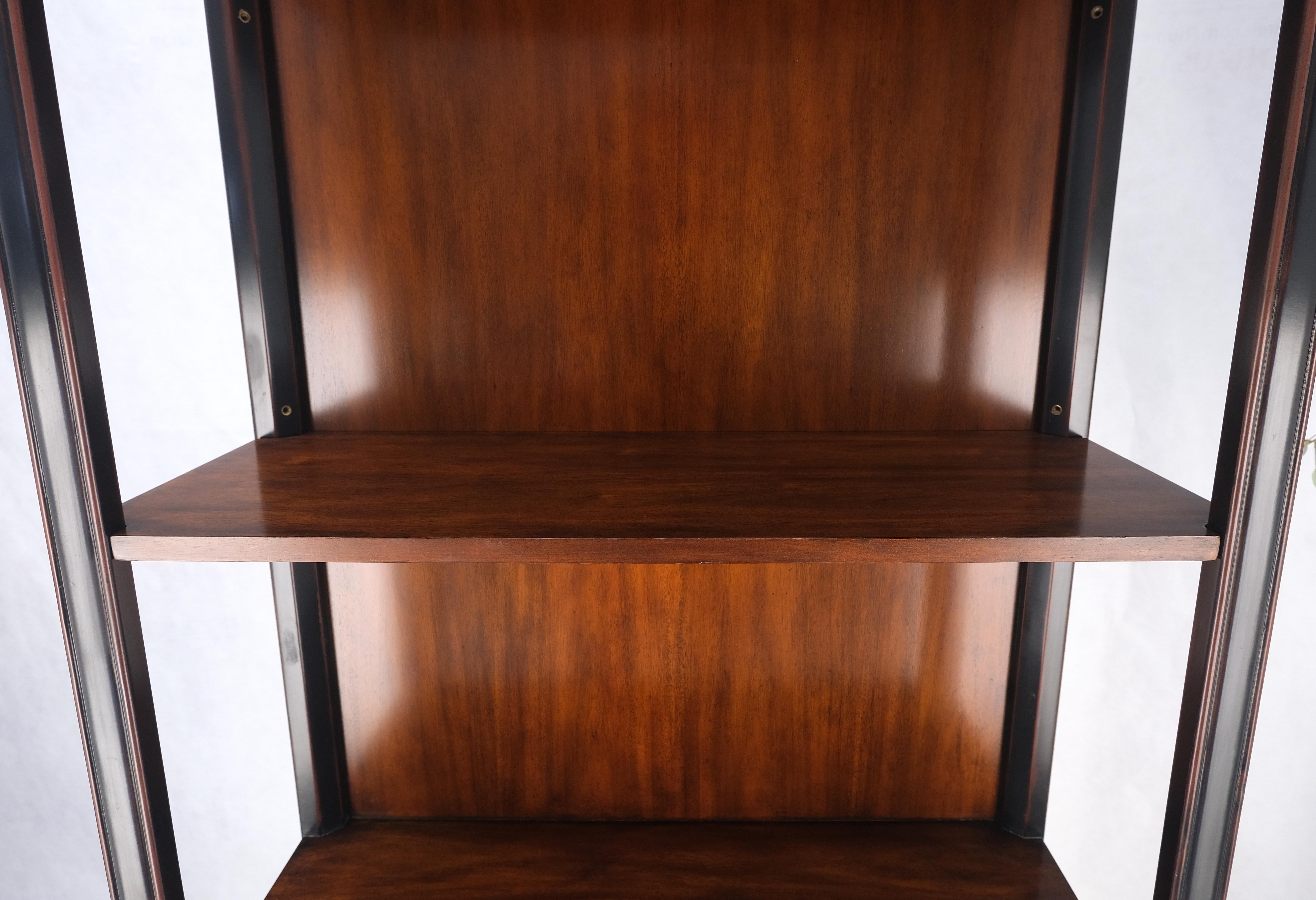 Pair 7.5' Tall Custom Mahogany Etageres Adjustable Shelves Dresser Drawers MINT! For Sale 2