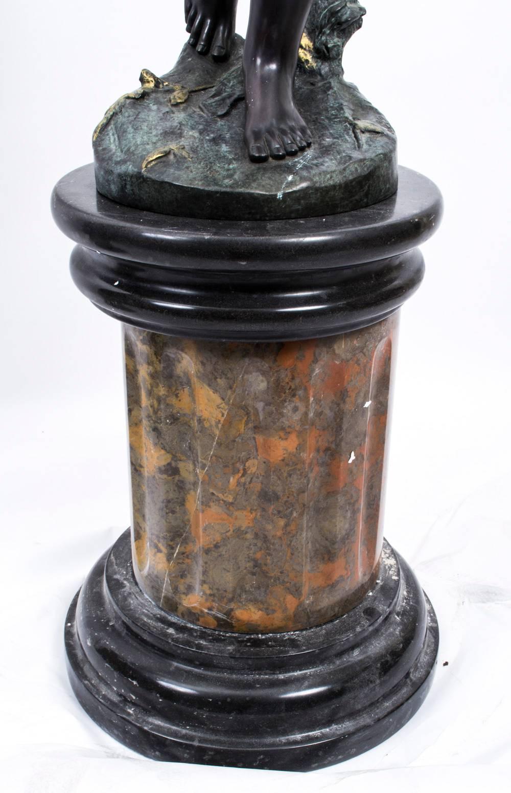 Pair 7ft Gilded Bronze Cherub Candelabra on Marble Bases 6