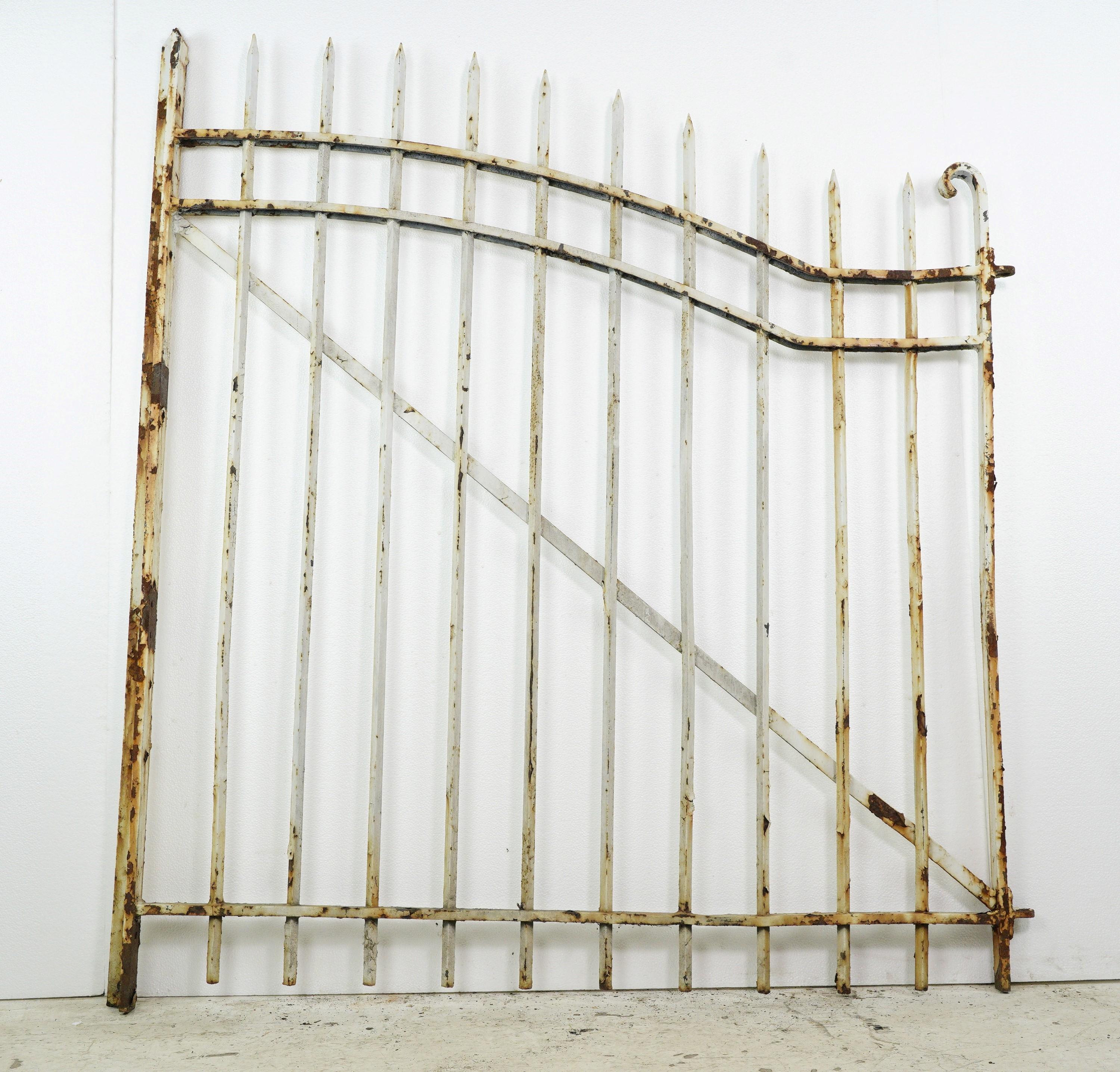 20th Century Pair 8 ft Wide Wrought Iron Driveway Entry Gate Set For Sale