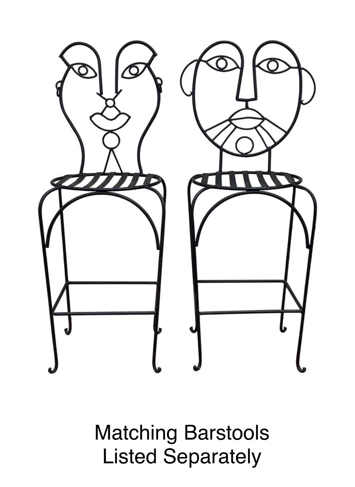 80s John Risley Inspired Man and Woman Pop Art Iron Bench 1