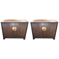 Pair a Baker Furniture Footed Fruitwood Commode
