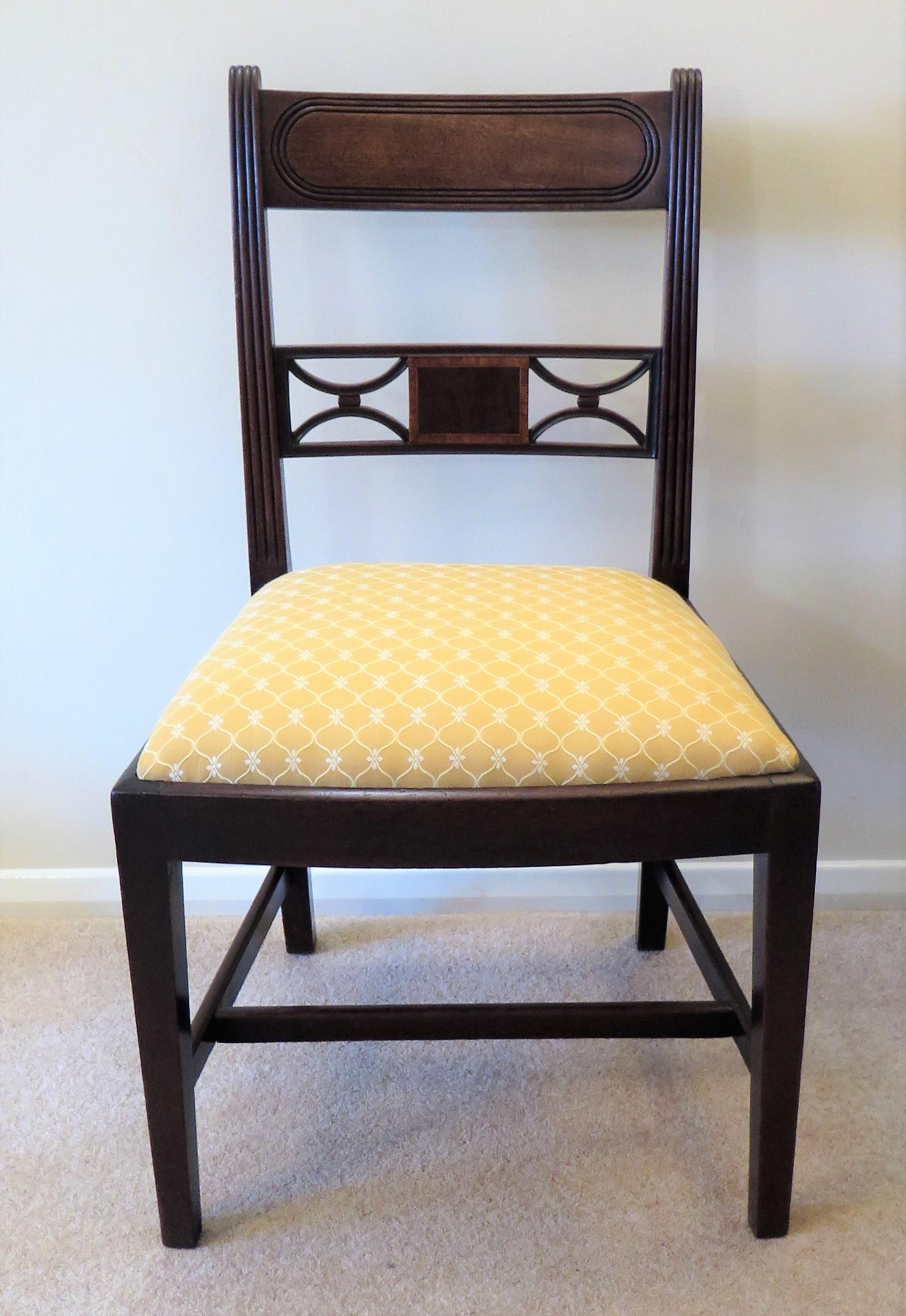 PAIR of Georgian Dining Chairs Carved Inlaid, English Sheraton period Ca 1790 5