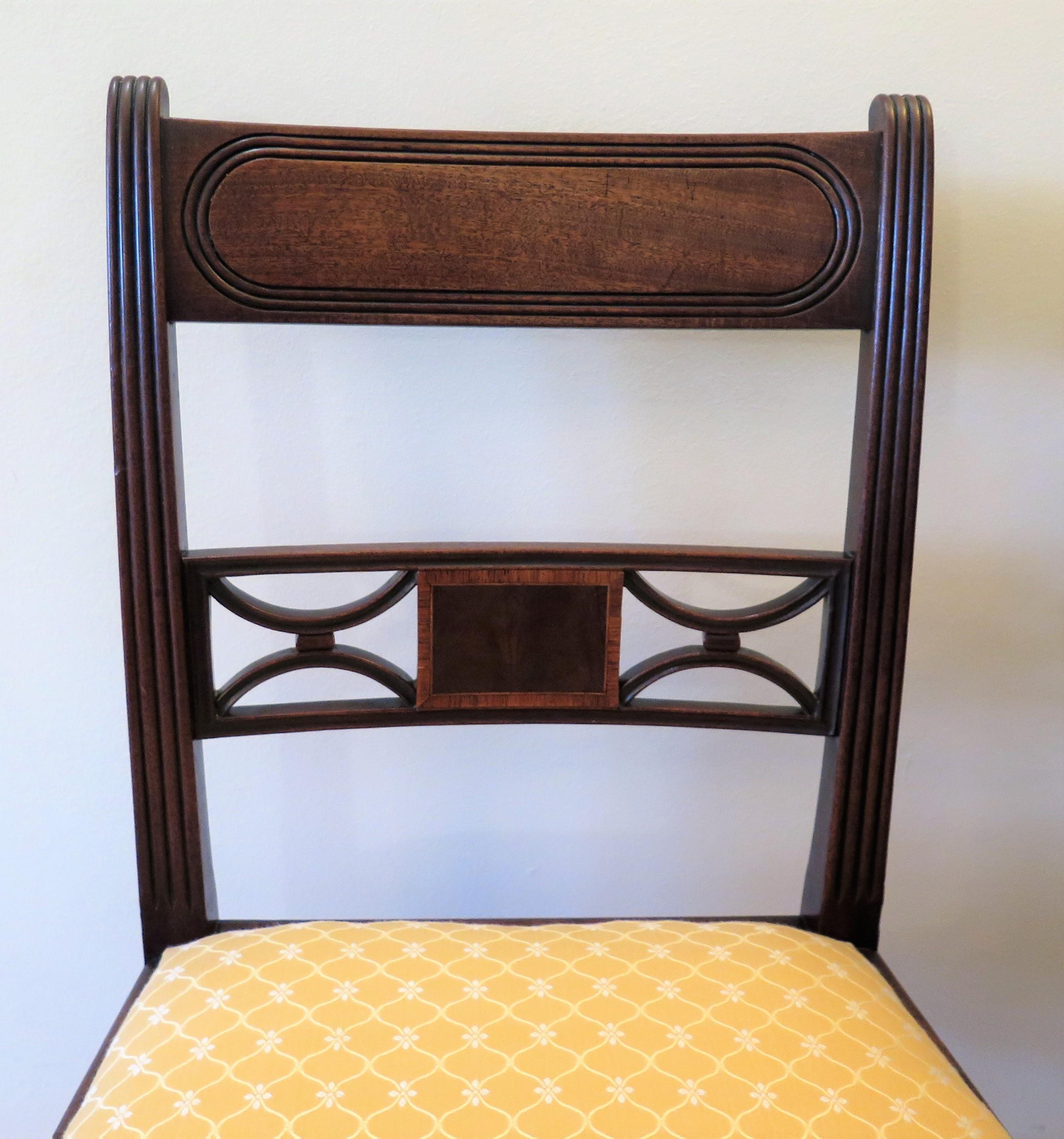 PAIR of Georgian Dining Chairs Carved Inlaid, English Sheraton period Ca 1790 6