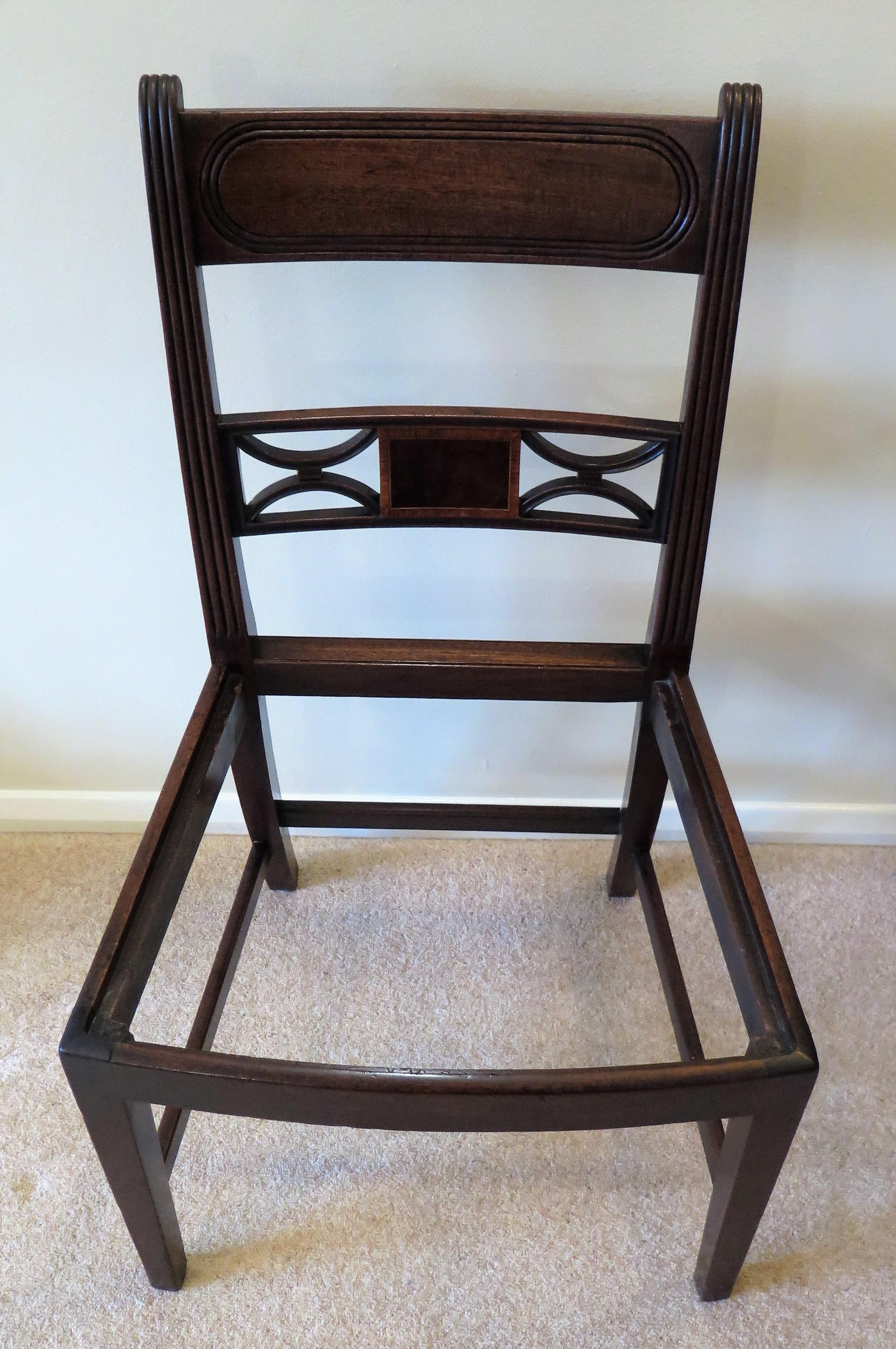 PAIR of Georgian Dining Chairs Carved Inlaid, English Sheraton period Ca 1790 11