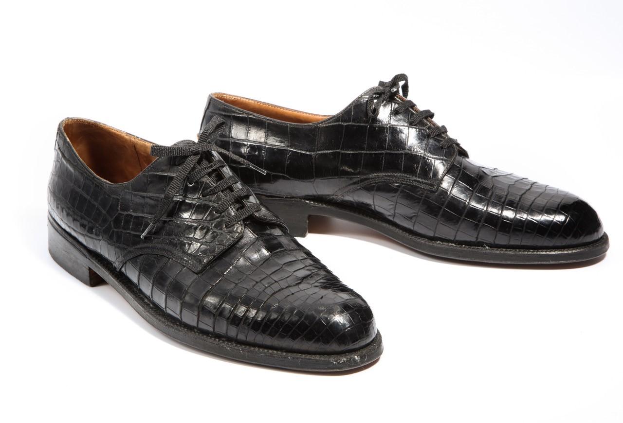 Pair Superb Royal Maker A. Gillet Paris Gentleman's 1920s  Black Crocodile Shoes 2