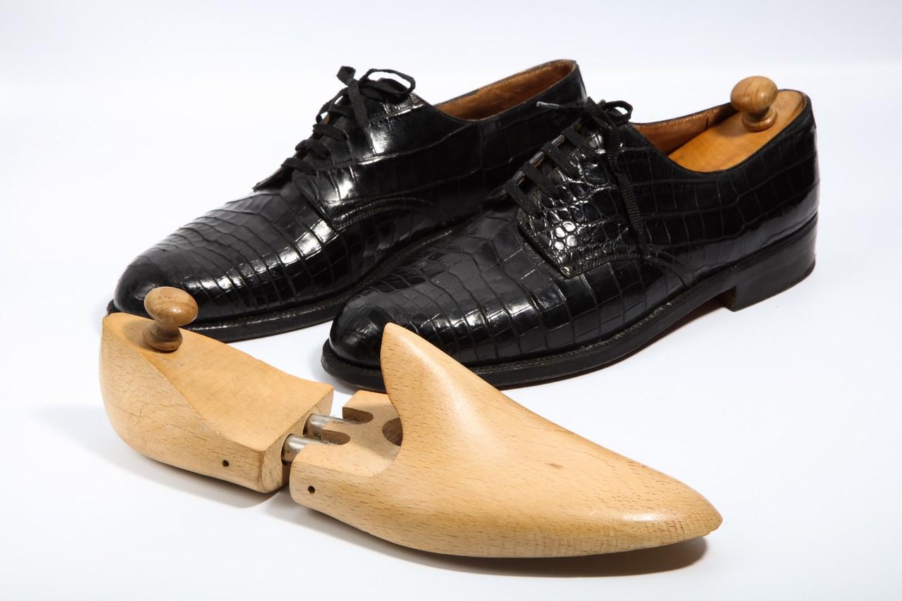 Pair Superb Royal Maker A. Gillet Paris Gentleman's 1920s  Black Crocodile Shoes 4