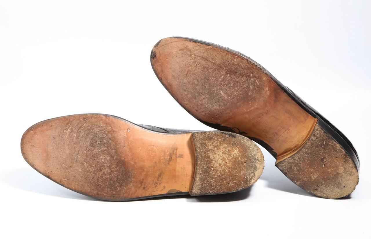 Pair Superb Royal Maker A. Gillet Paris Gentleman's 1920s  Black Crocodile Shoes 5