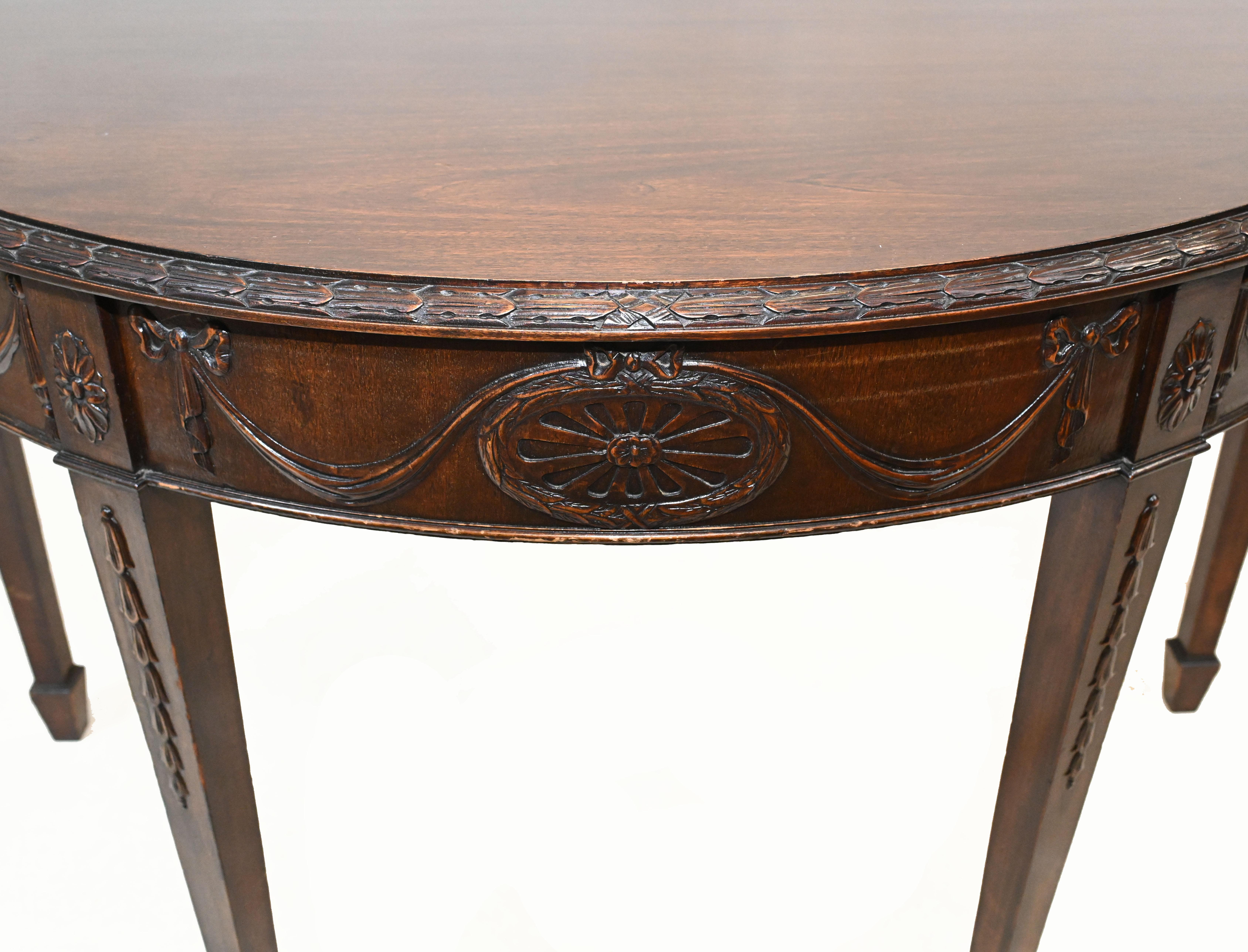 Pair Adams Console Tables Antique Mahogany Carved Hall Table For Sale 1