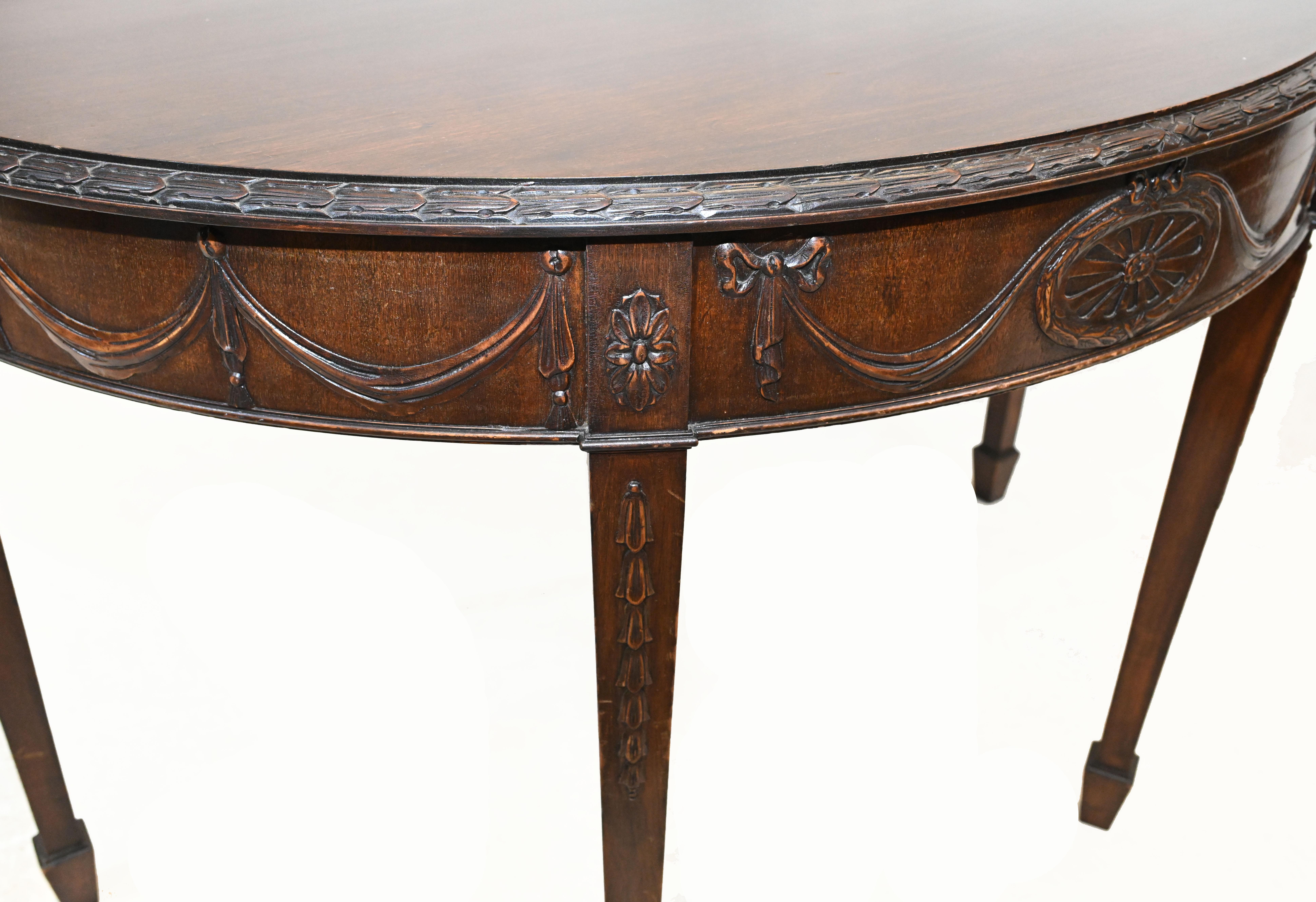 Pair Adams Console Tables Antique Mahogany Carved Hall Table For Sale 4