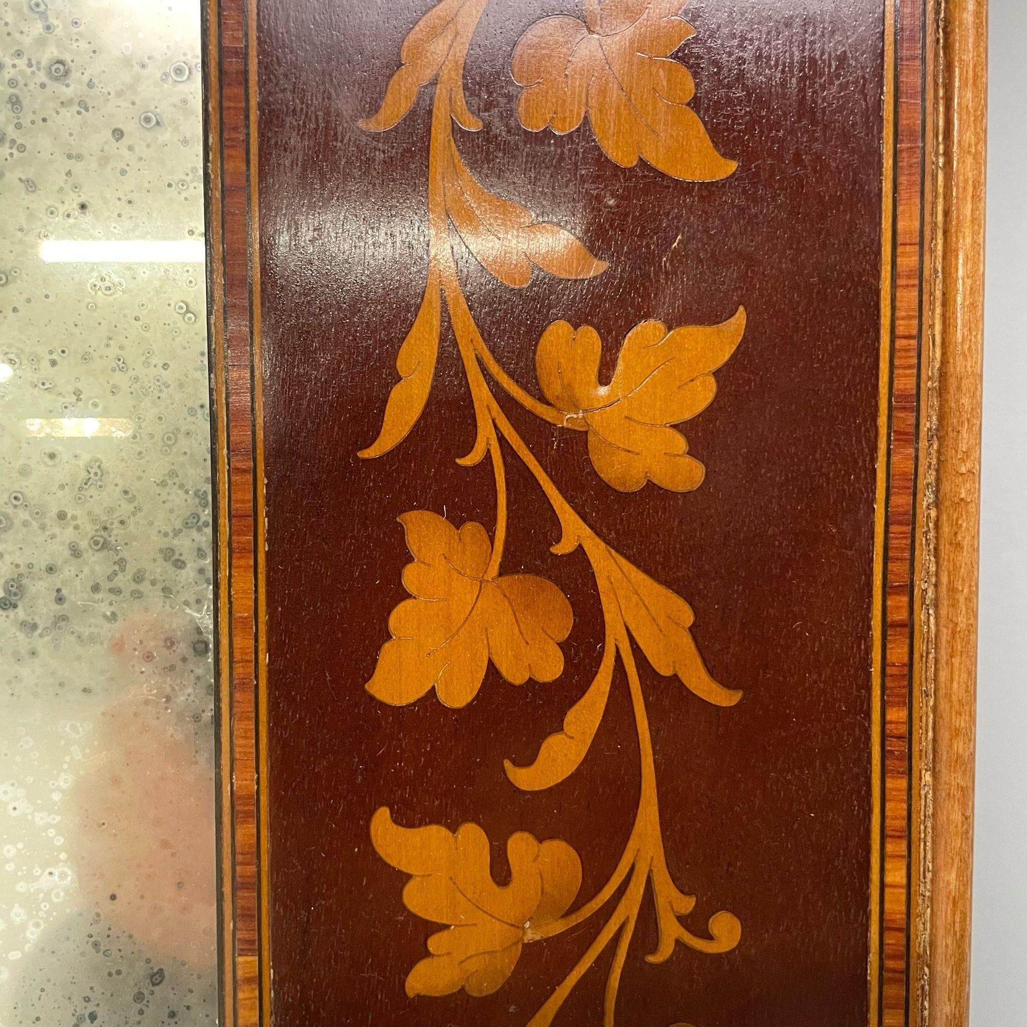 Adam’s Style, Small Wall Mirrors, Leaf Motif, Satinwood, Distressed, USA, 1930s For Sale 1