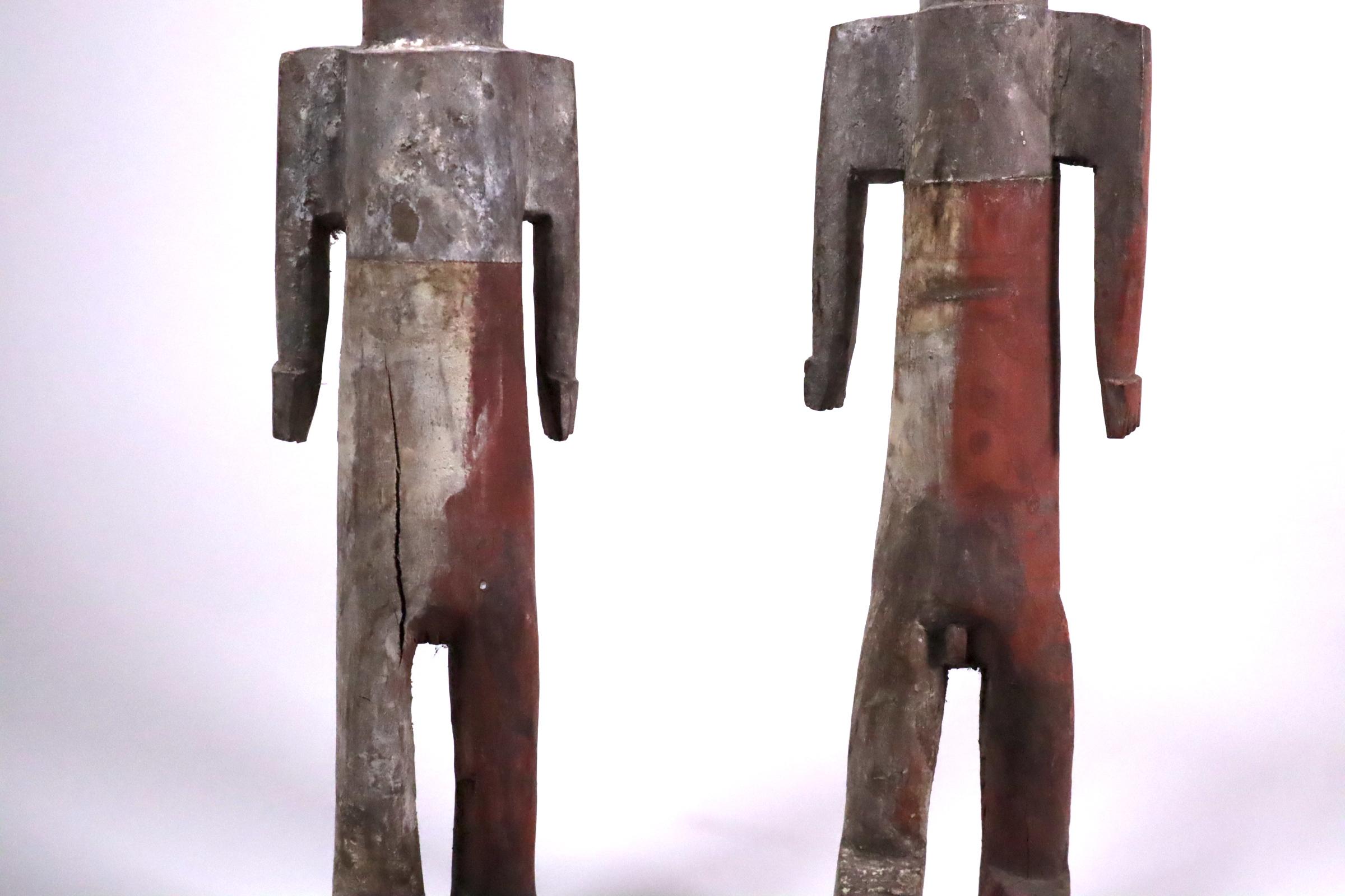 Ghanaian Pair of Adan Figures Togo Ghana Minimal Cubist Expressionist African Tribal Art