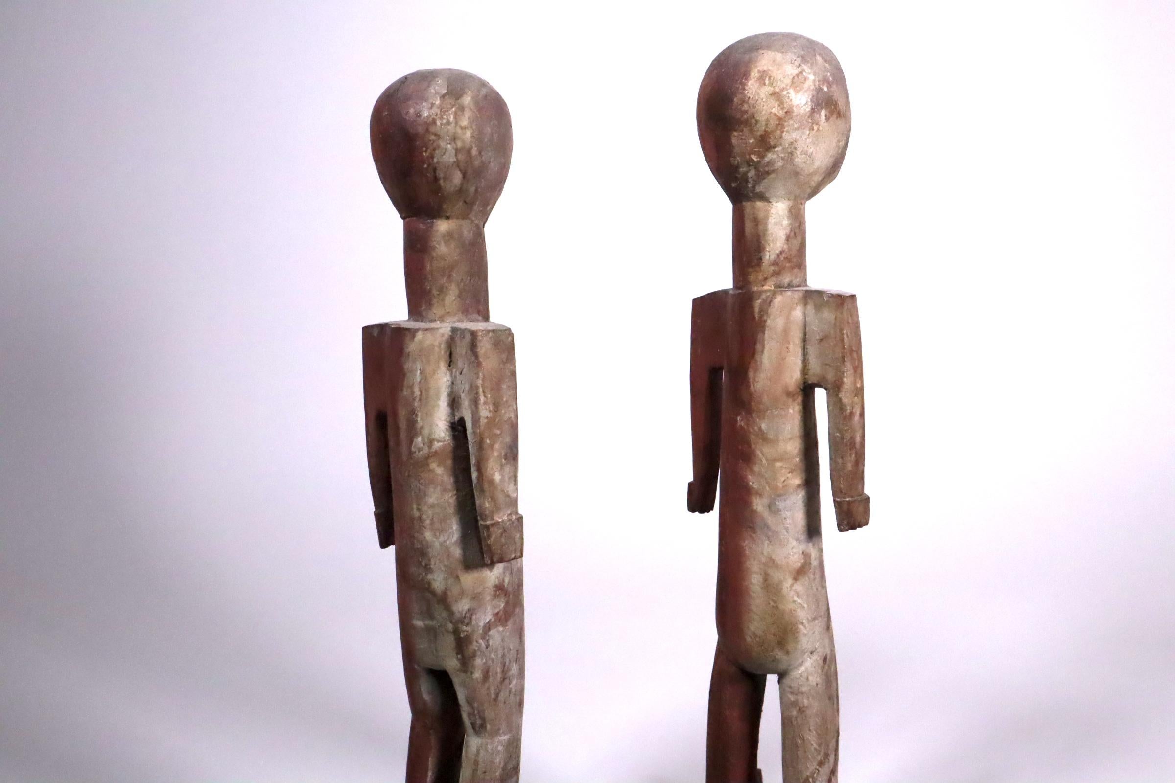Pair of Adan Figures Togo Ghana Minimal Cubist Expressionist African Tribal Art In Good Condition In Santa Fe, NM