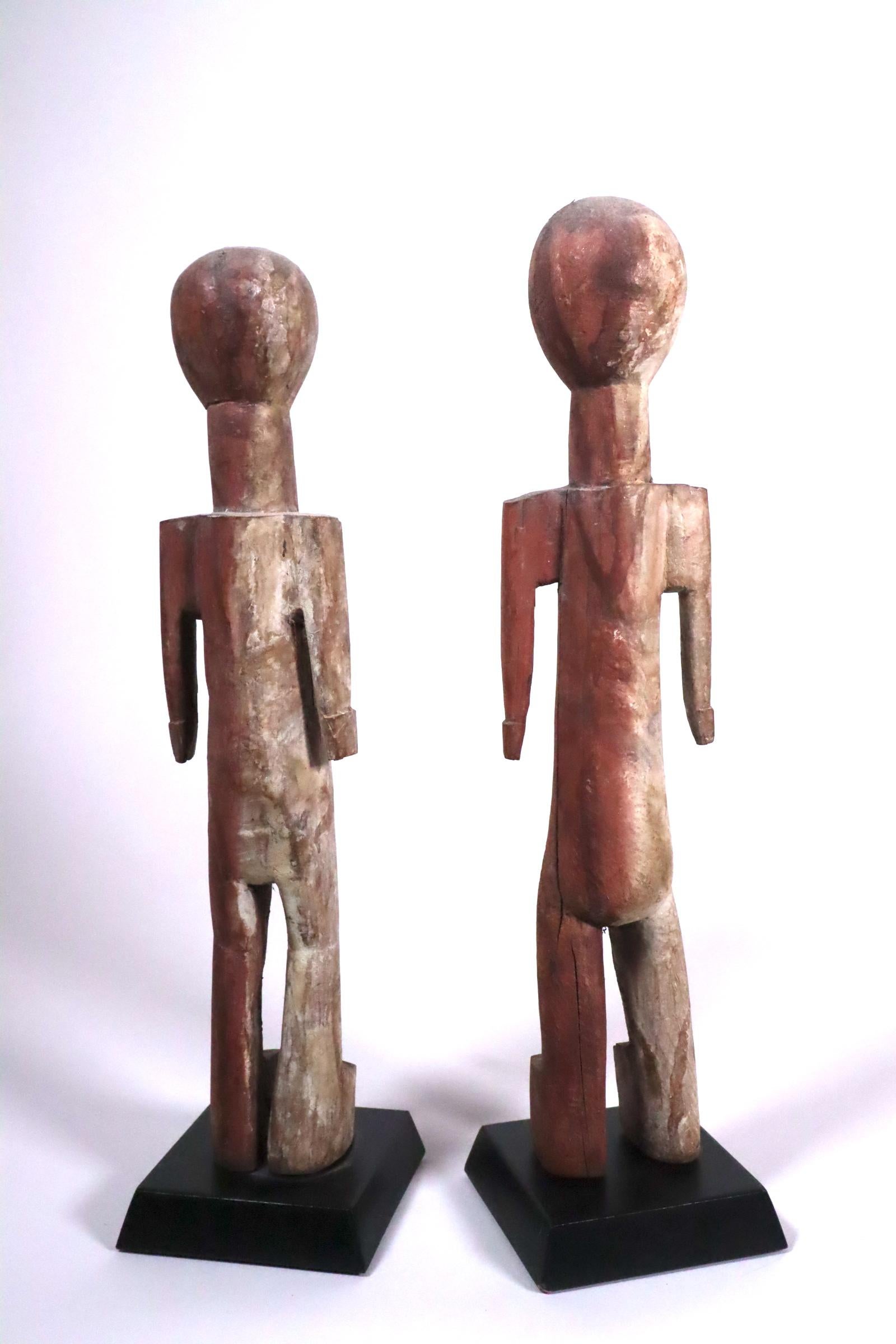 20th Century Pair of Adan Figures Togo Ghana Minimal Cubist Expressionist African Tribal Art