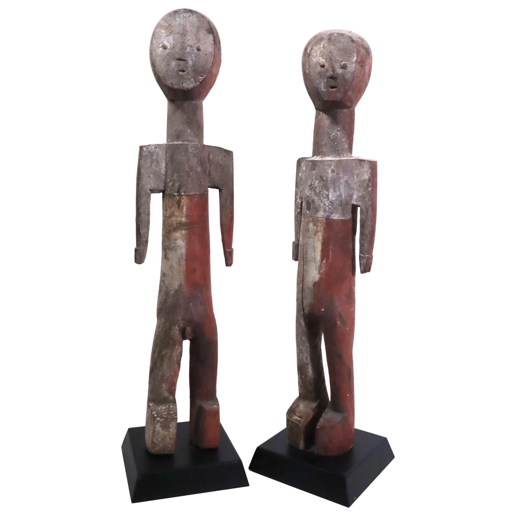 Pair of Adan Figures Togo Ghana Minimal Cubist Expressionist African Tribal Art