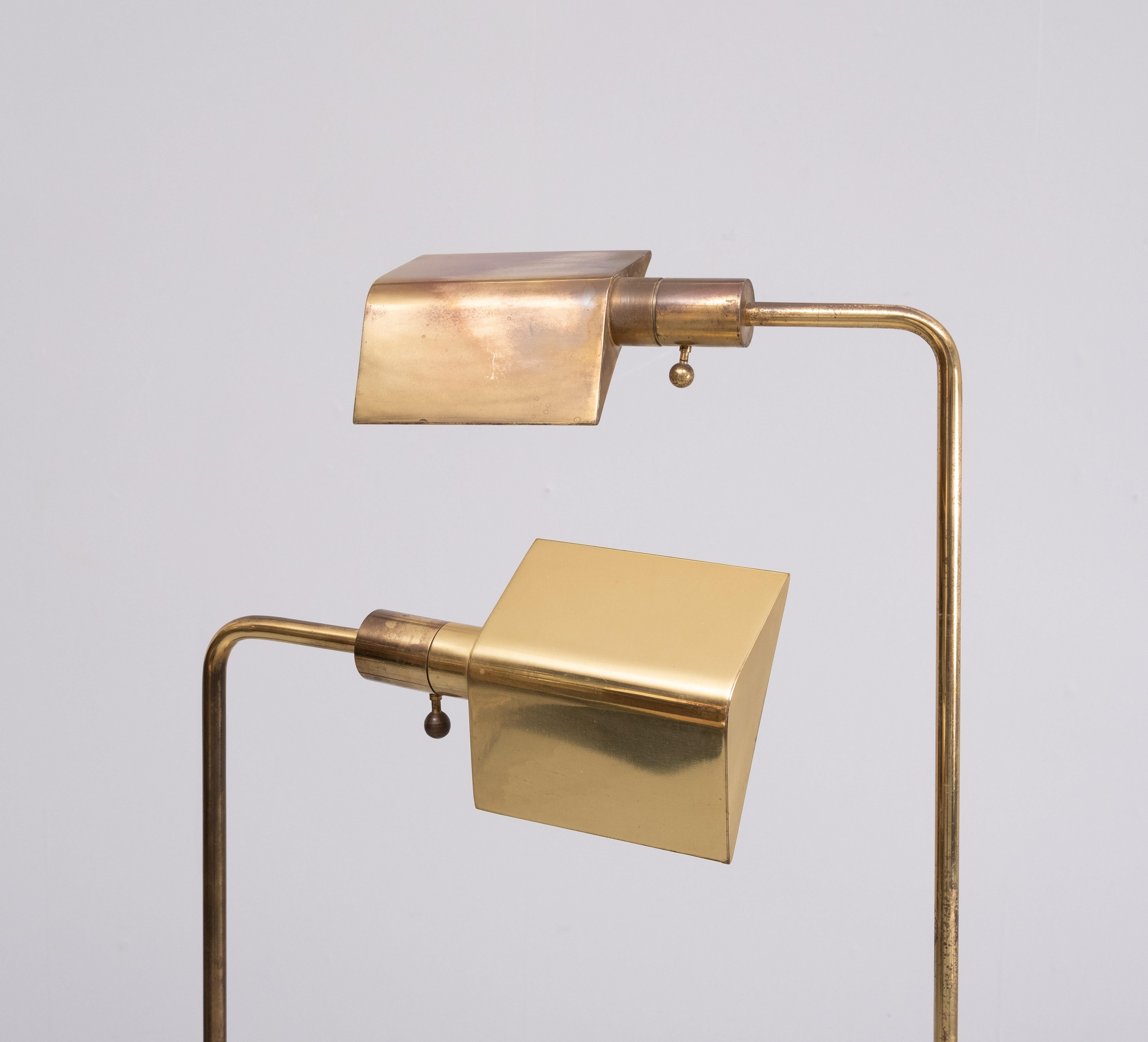 Mid-Century Modern Pair Adjustable brass Pharmacy floor lamps  1970s  Denmark  