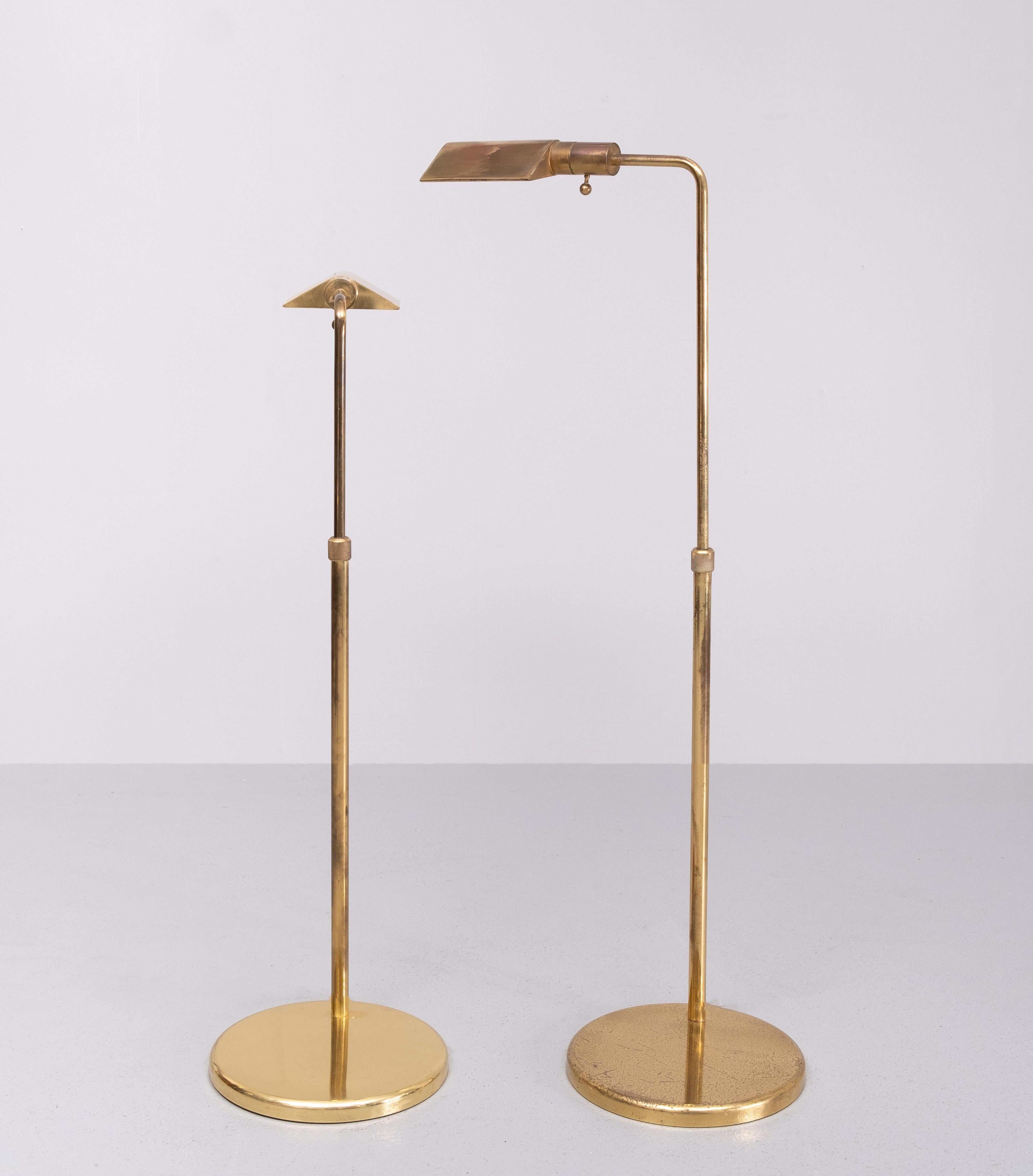 Danish Pair Adjustable brass Pharmacy floor lamps  1970s  Denmark  